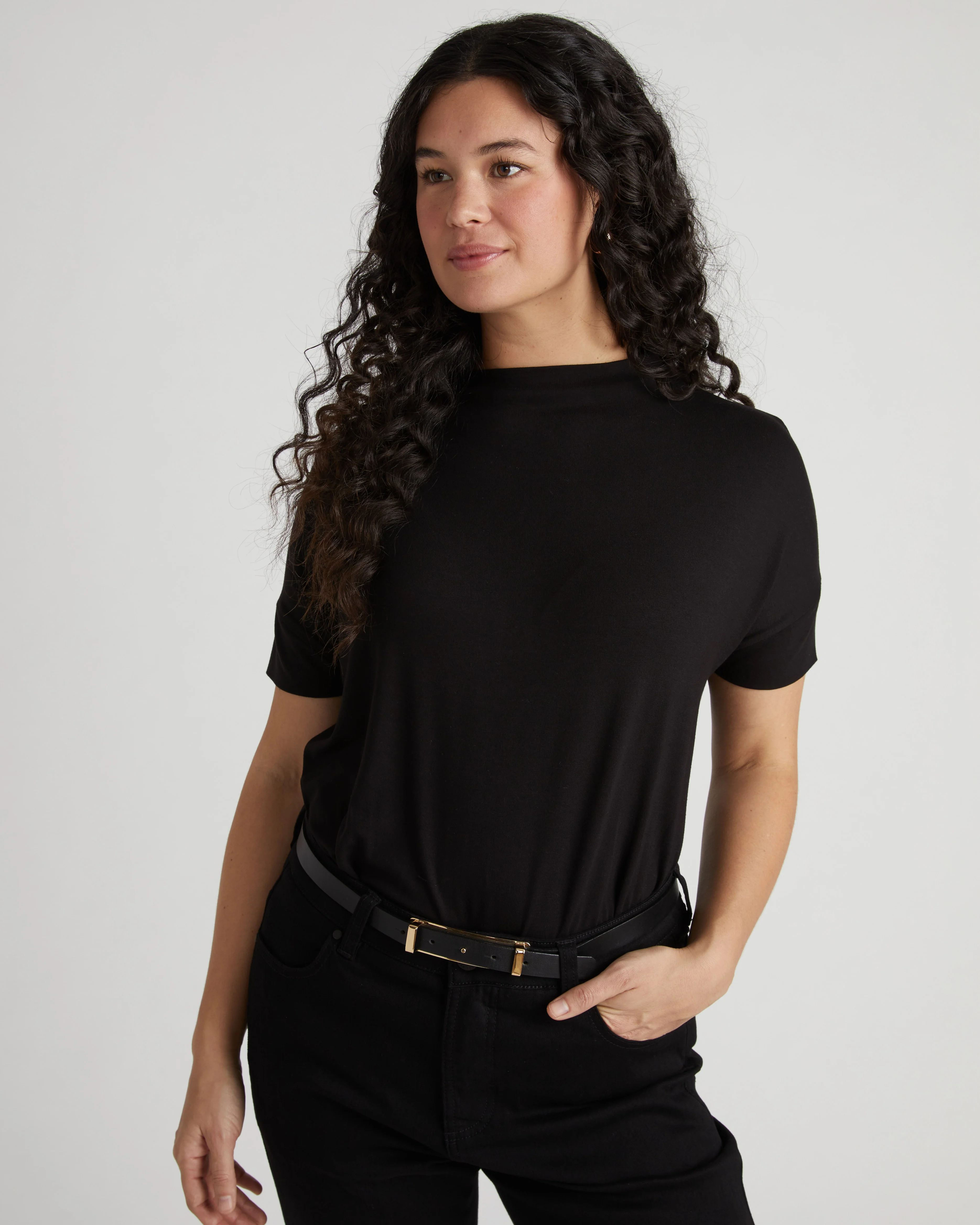 Petra Liquid Jersey Top - Black - Image 3