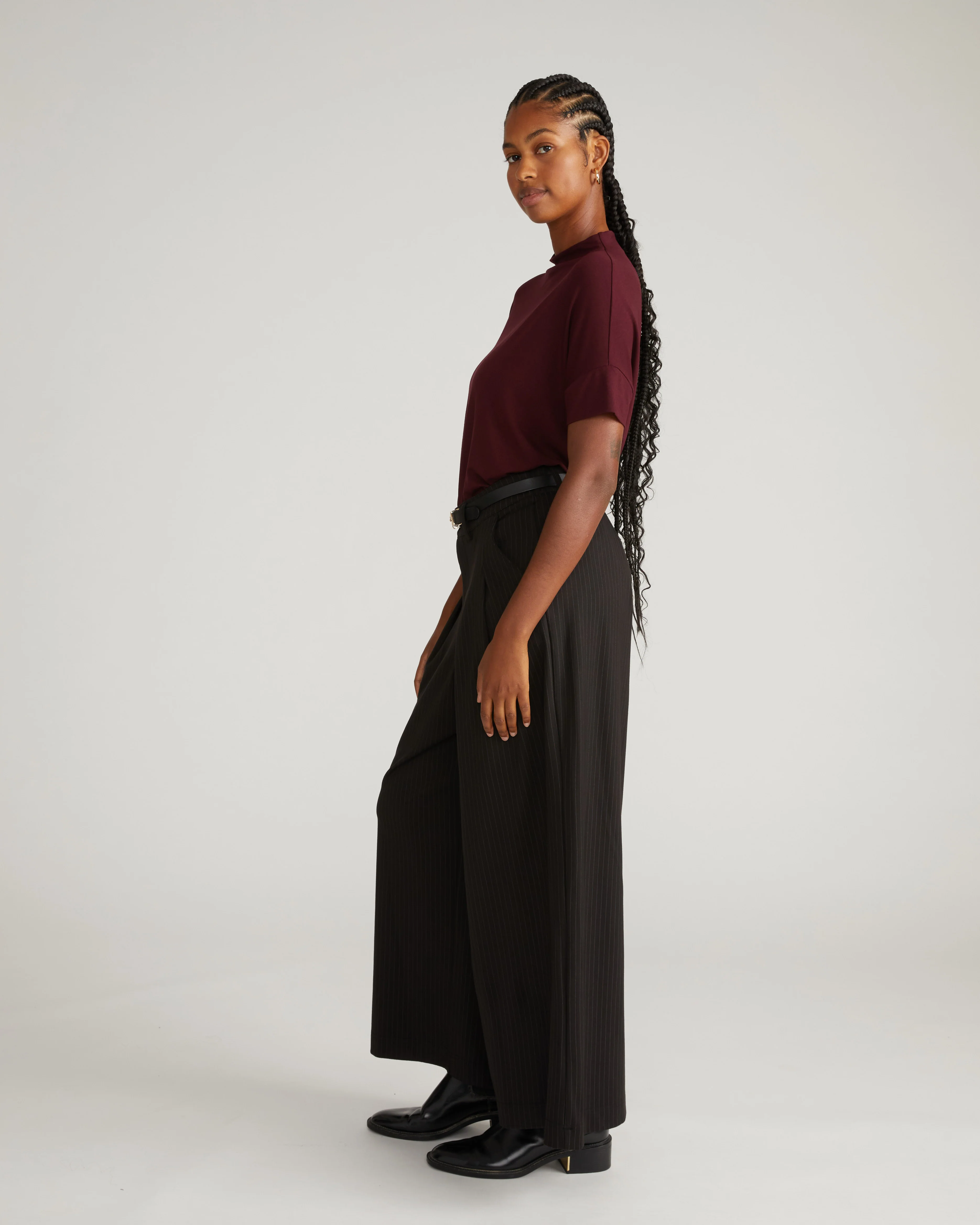 Petra Liquid Jersey Top - Black Cherry - Image 3