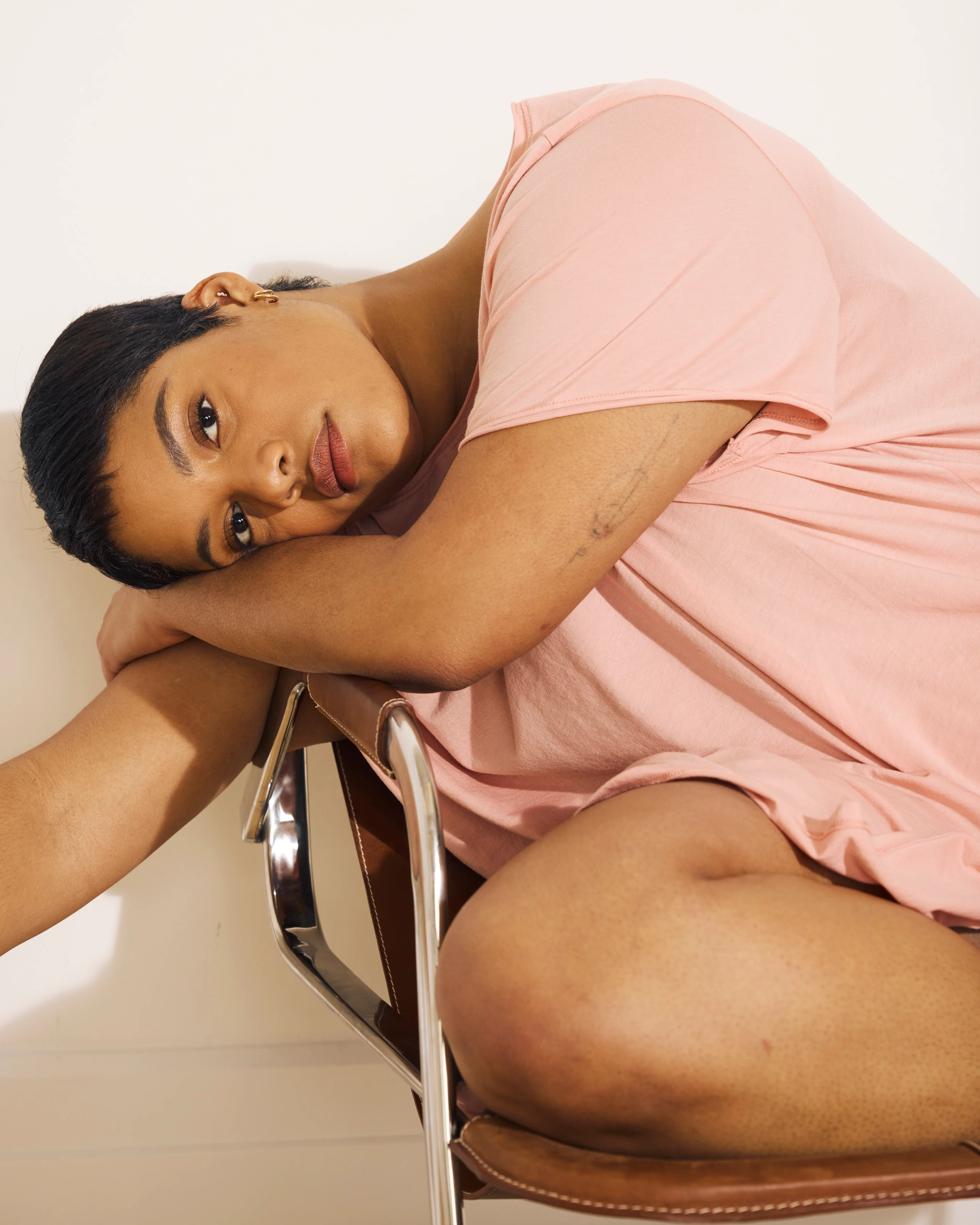 Pima Cotton Lounge Tee - Pink - Image 3