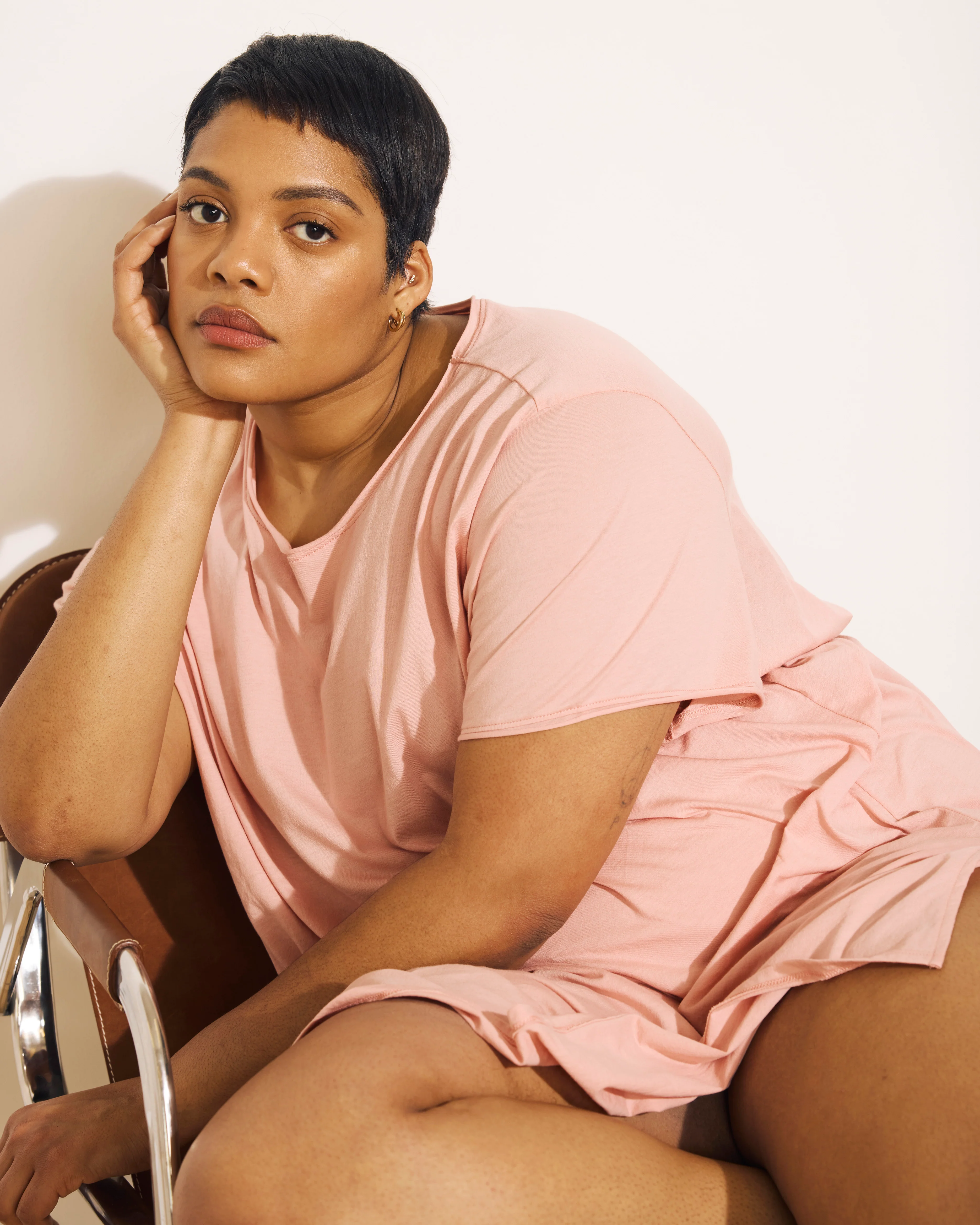 Pima Cotton Lounge Tee - Pink - Image 4