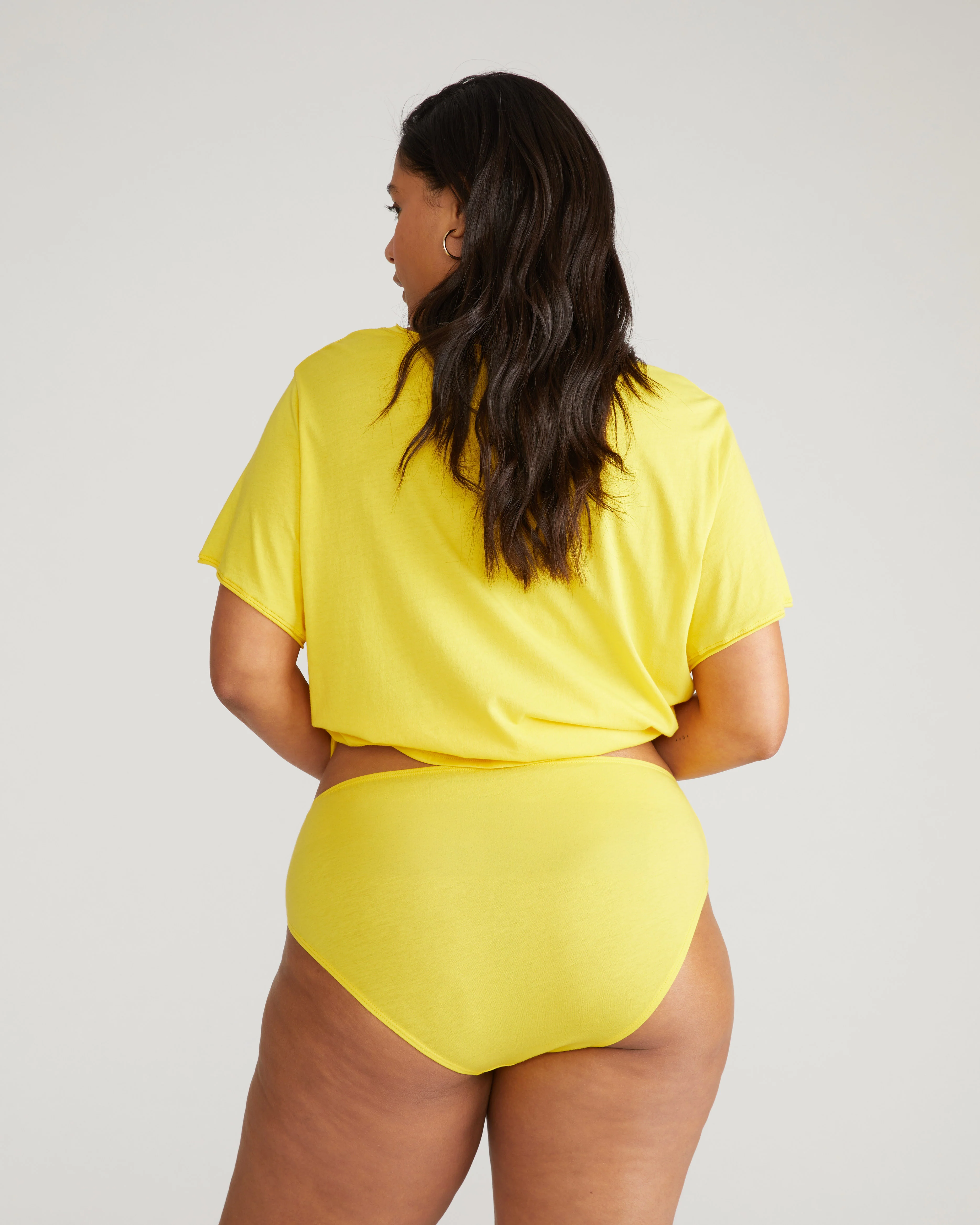 Pima Cotton Mid Rise Bikini - Yellow - Image 3