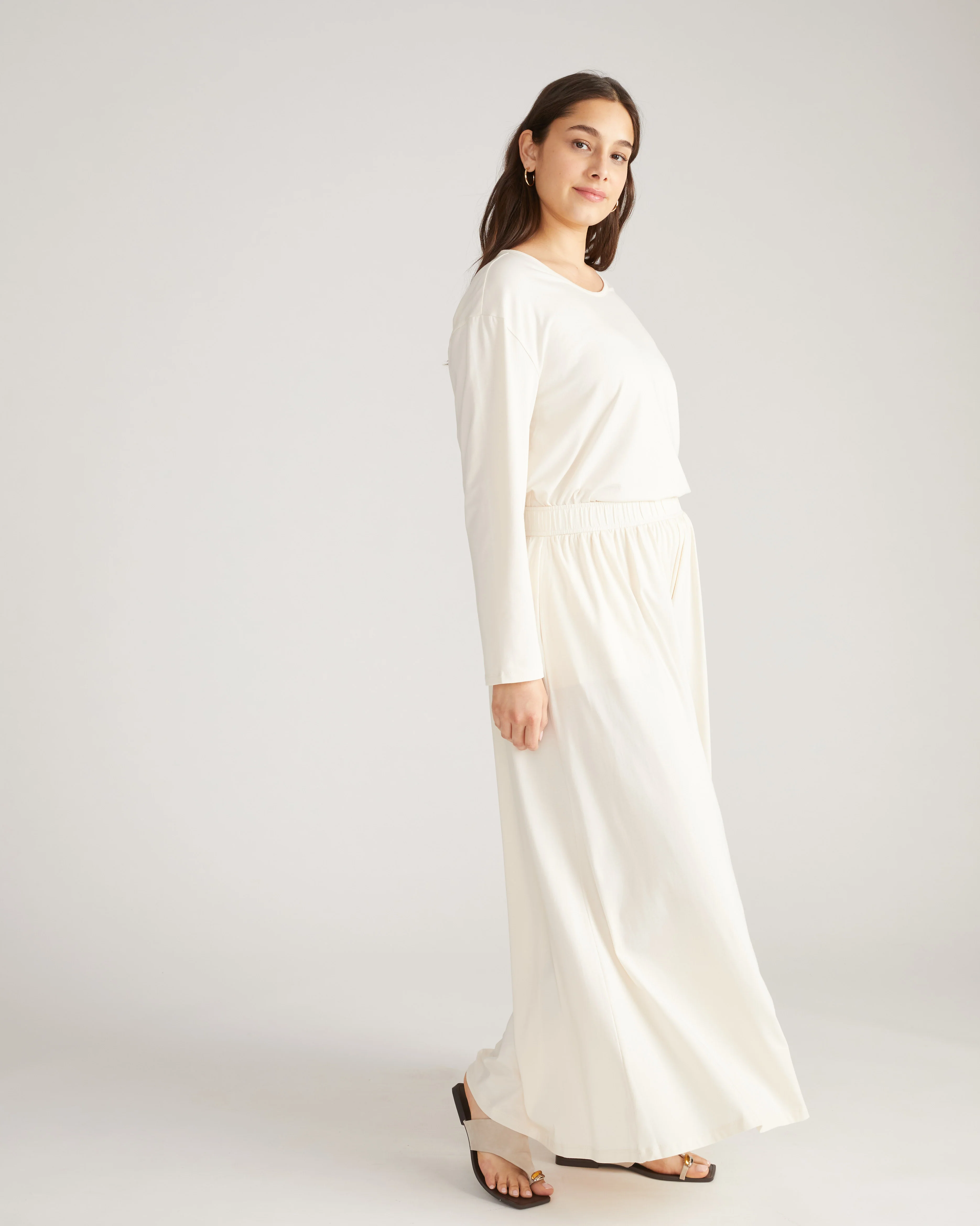 Pina Long Sleeve Lounge Tee - Porcelain - Image 2