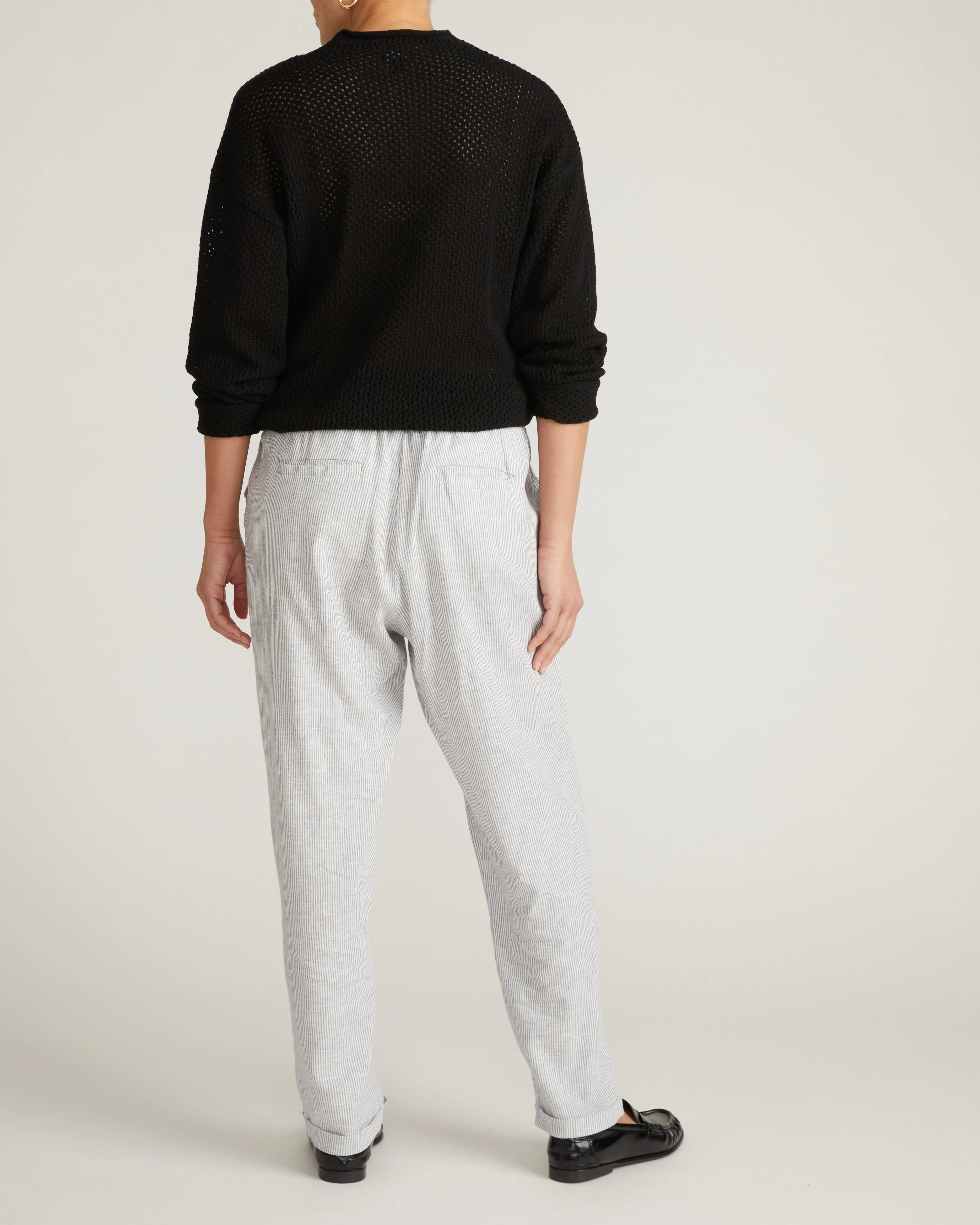 Positano Pointelle Mock Neck Sweater - Black - Image 5