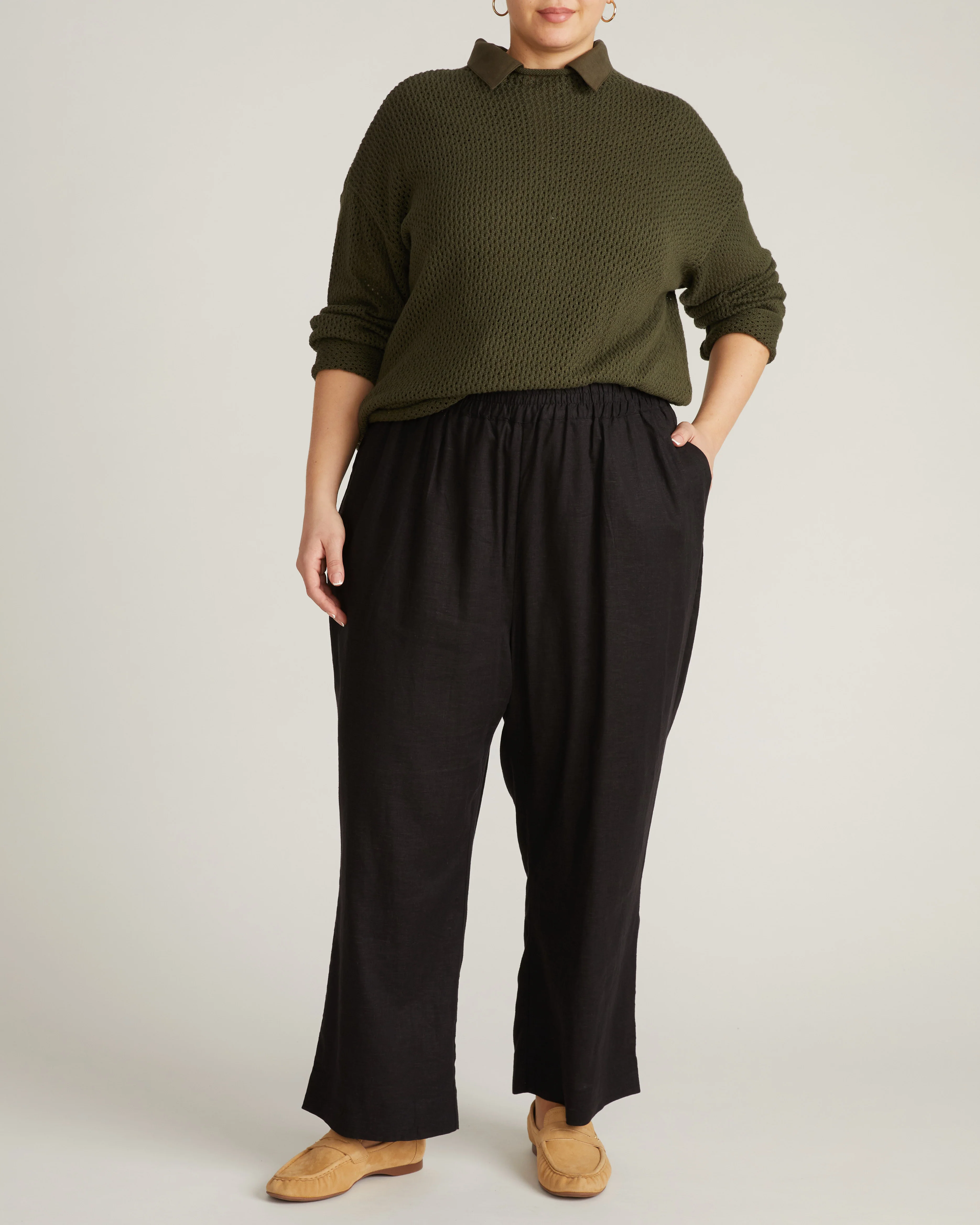 Positano Pointelle Mock Neck Sweater - Camo - Image 4