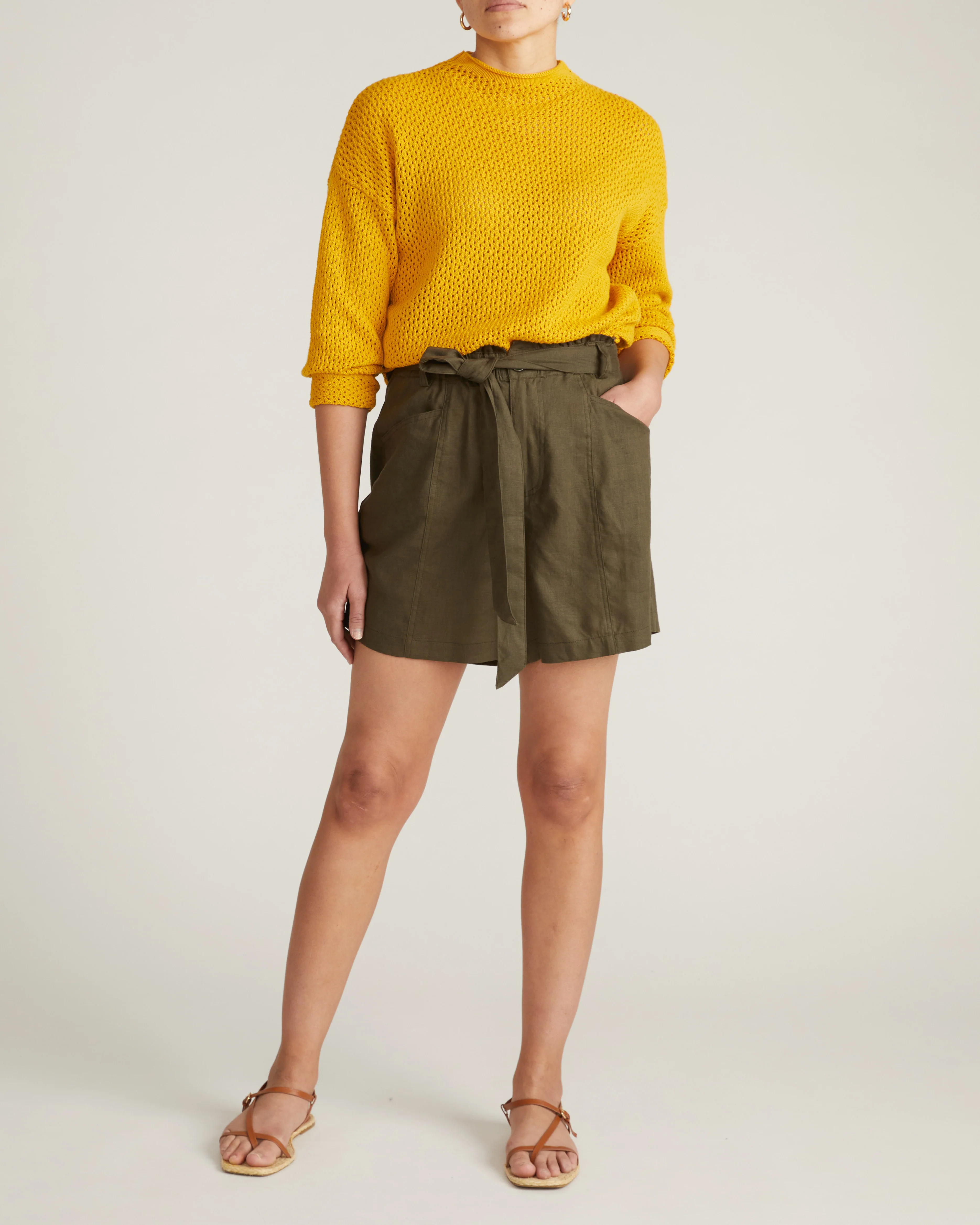 Positano Pointelle Mock Neck Sweater - Goldenrod - Image 3