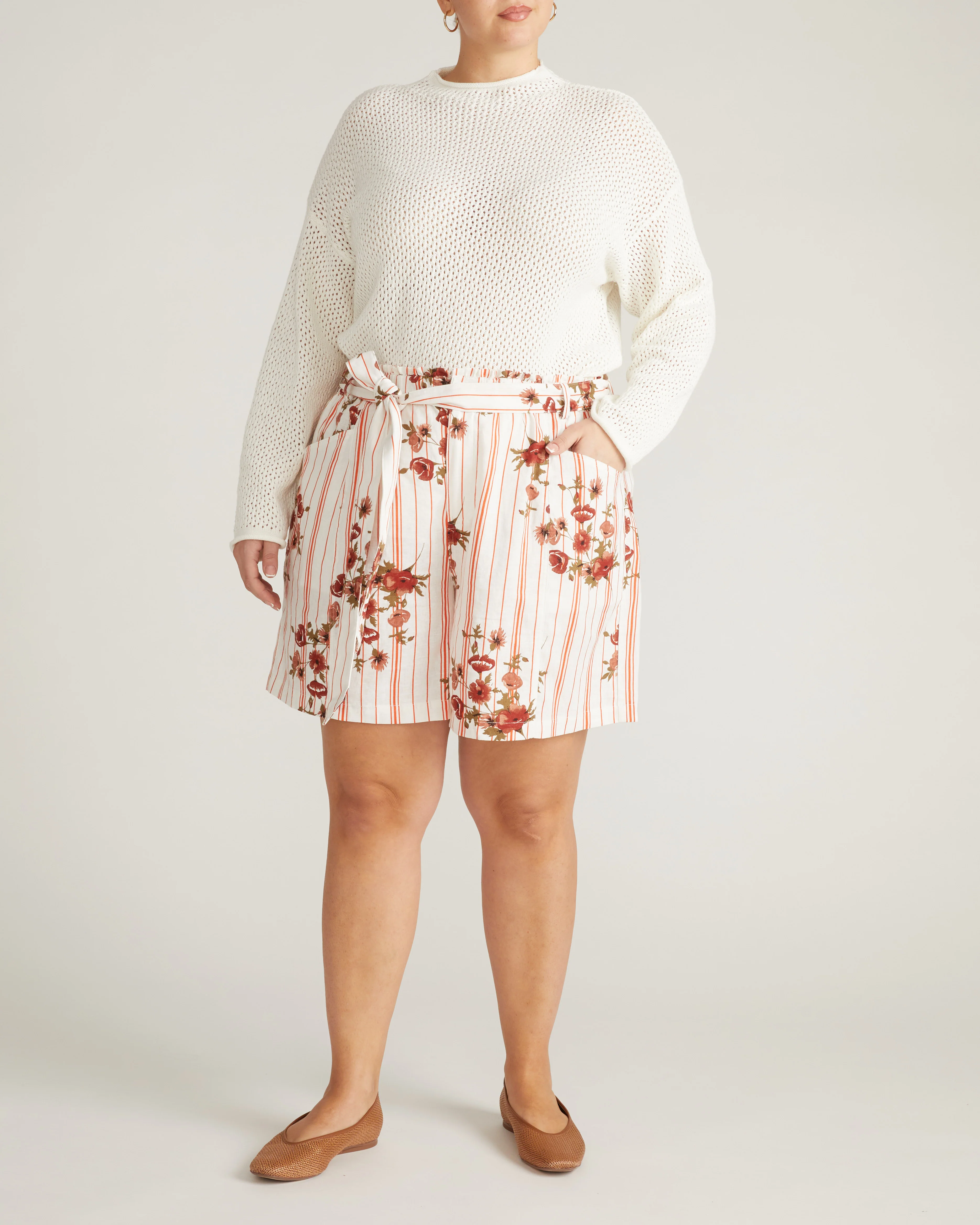 Positano Pointelle Mock Neck Sweater - White - Image 4