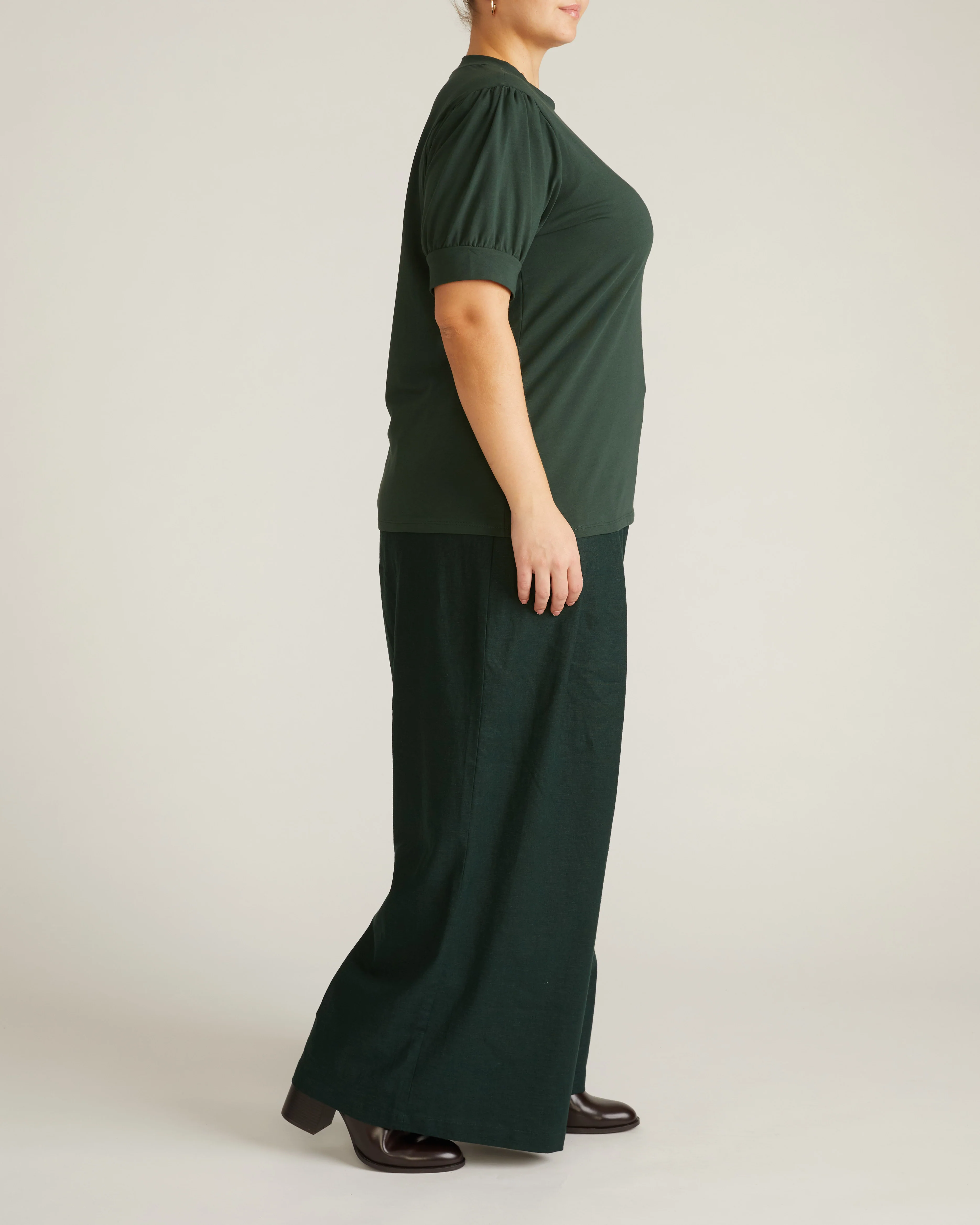 Pouf Sleeve Tee - Forest Green - Image 3