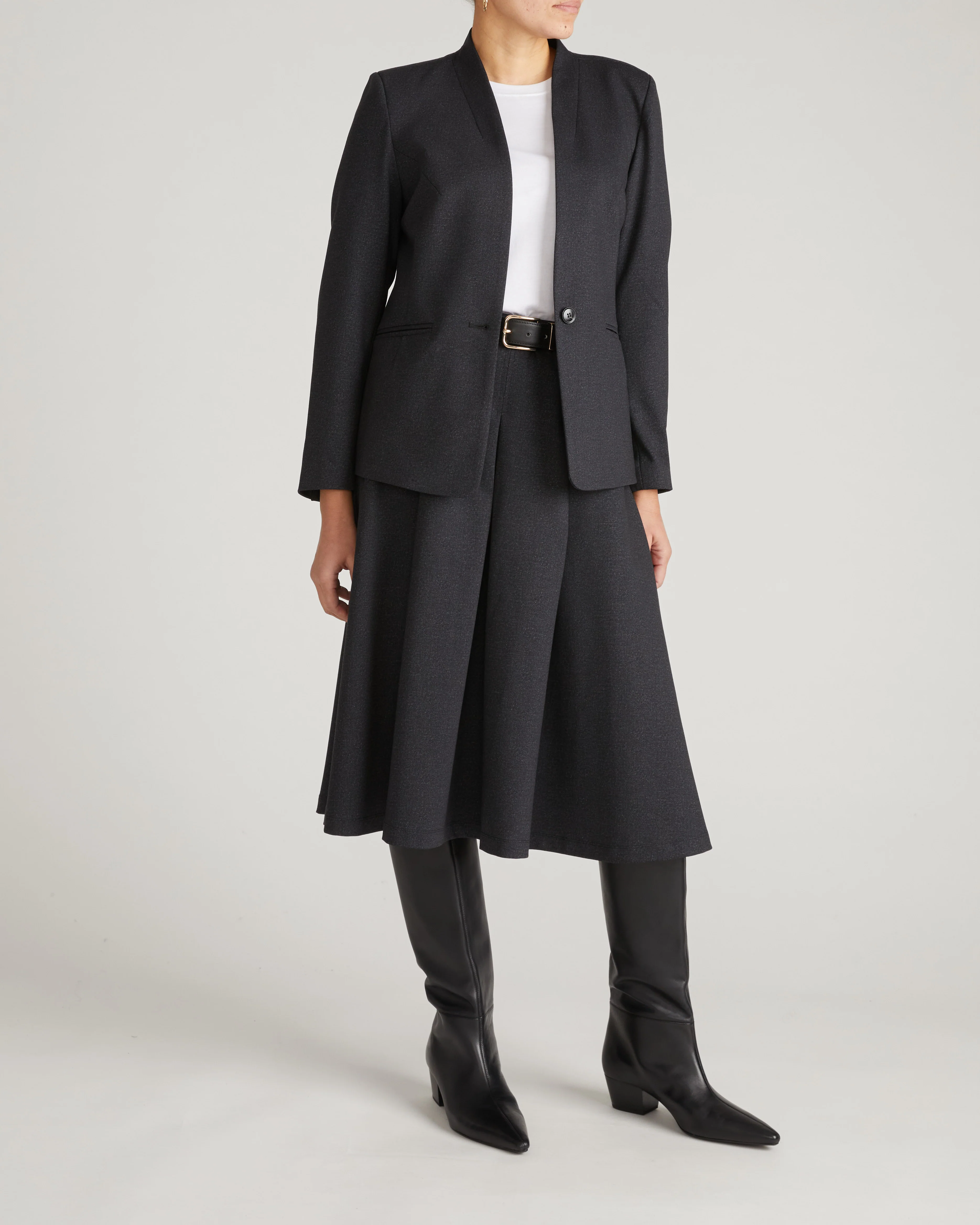 PowerPonte Denim Collarless Blazer - Charcoal - Image 5