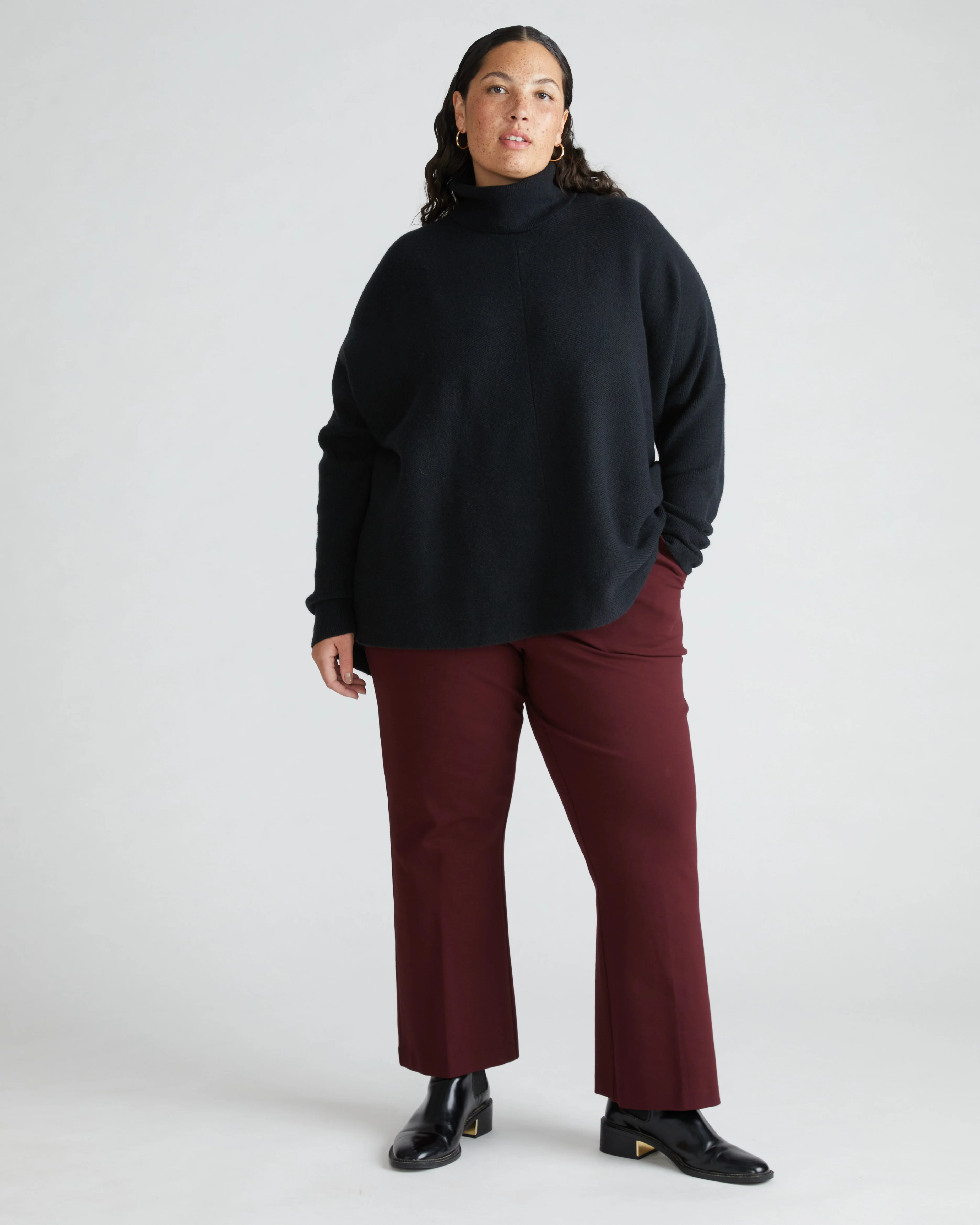 Prestige Ponte Flared Pants - Black Cherry - Image 3