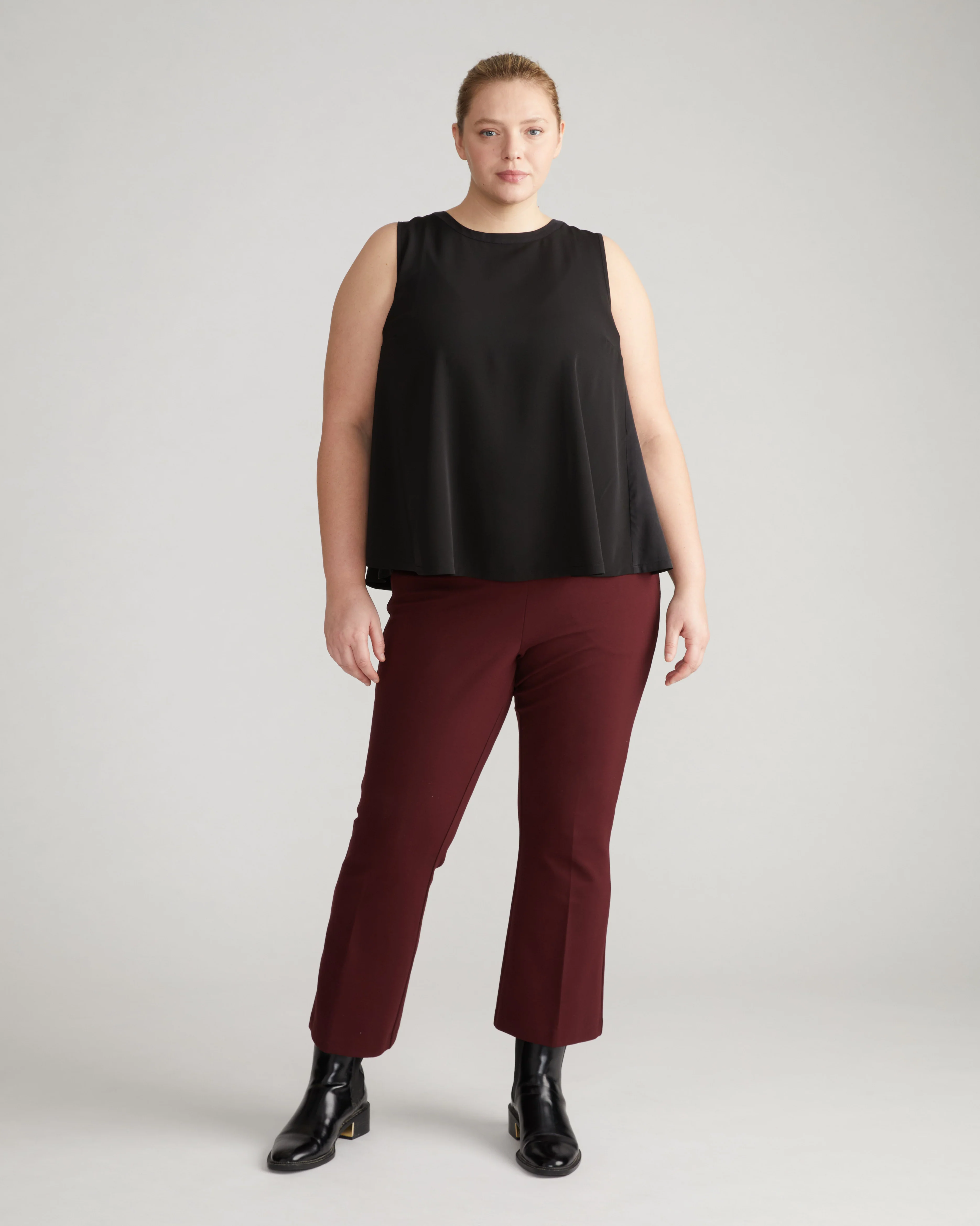 Prestige Ponte Flared Pants - Black Cherry - Image 5