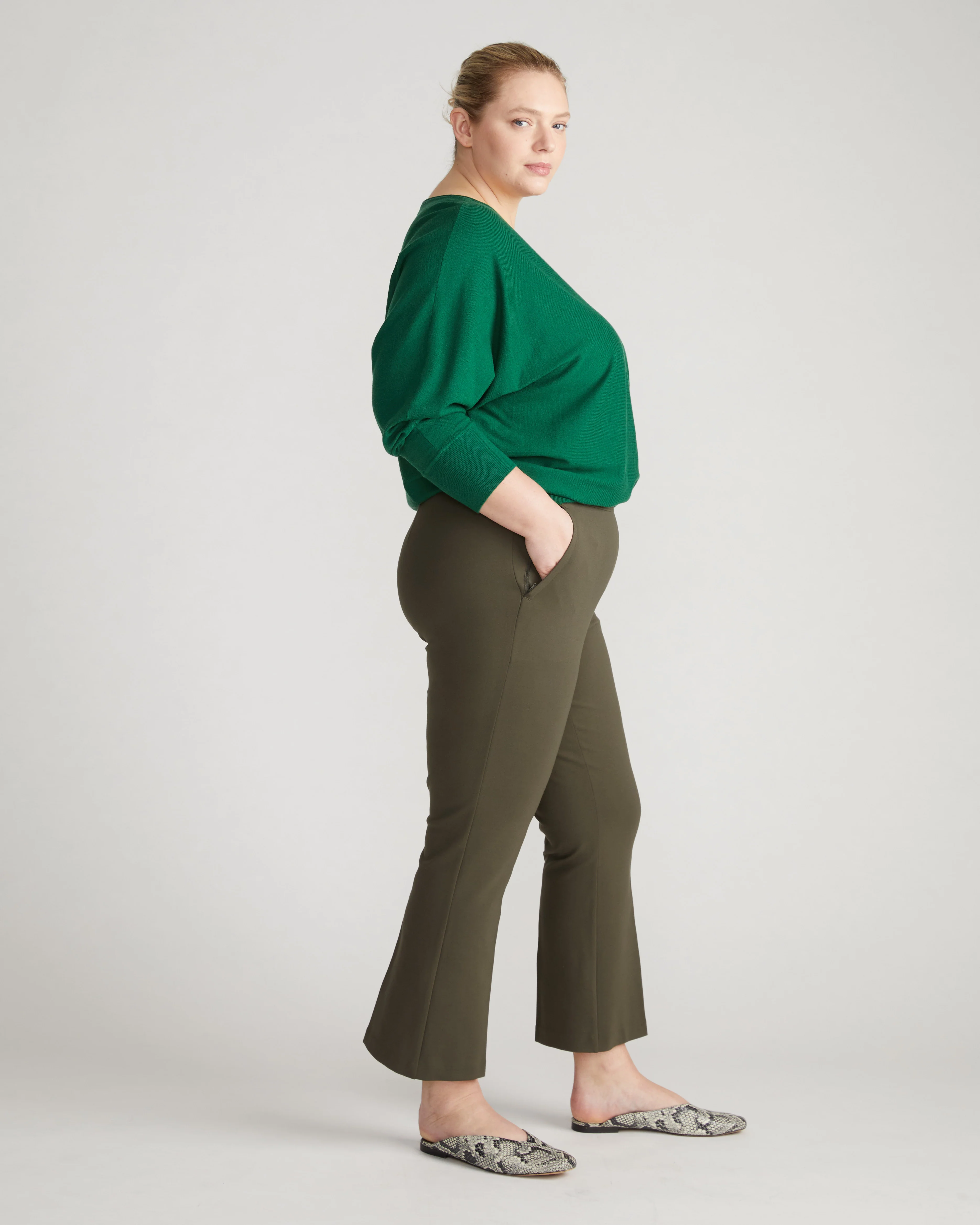 Prestige Ponte Flared Pants - Nori - Image 3