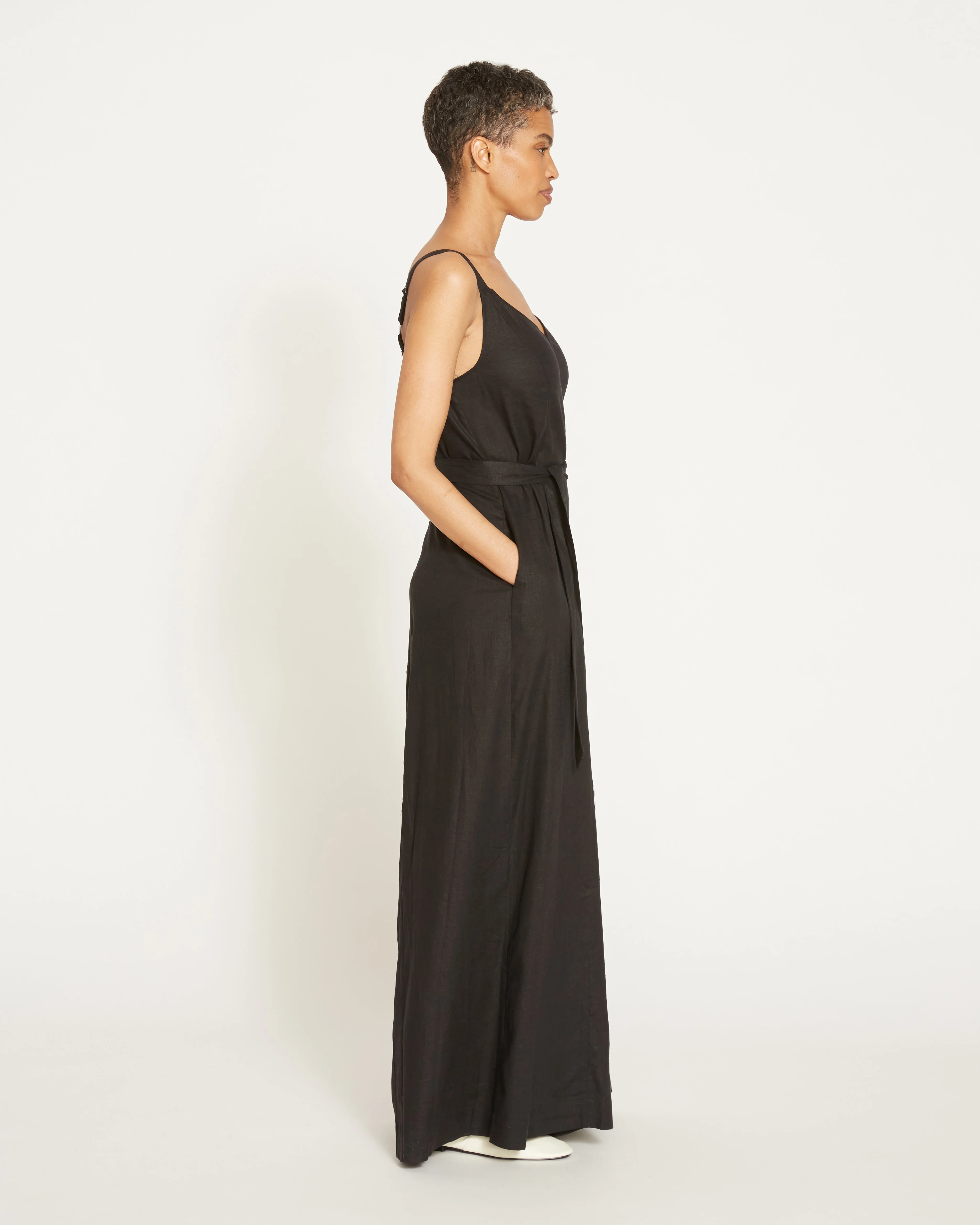 Promenade Linen Jumpsuit - Black - Image 4