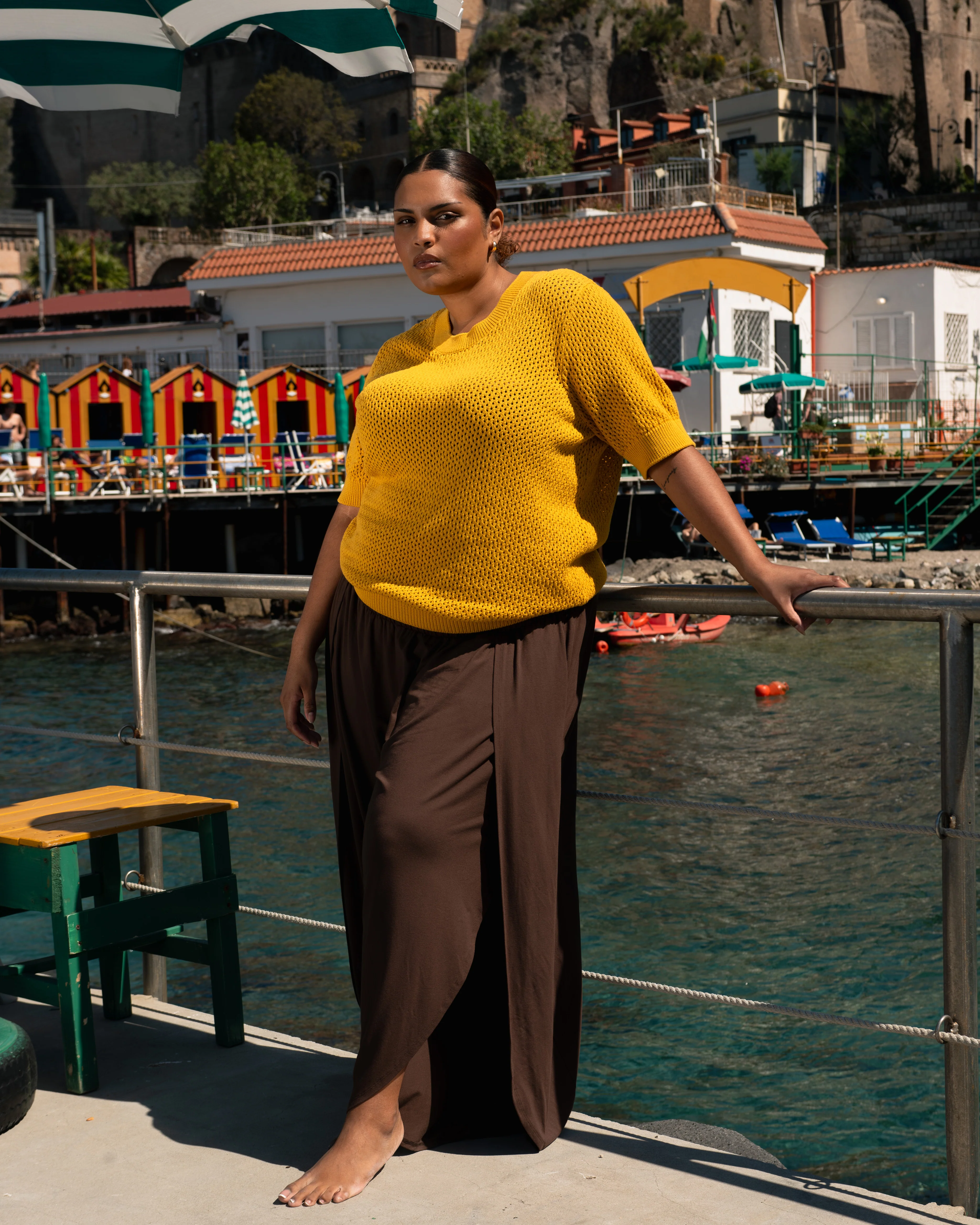 Rosie Pointelle Sweater Top - Goldenrod - Image 2