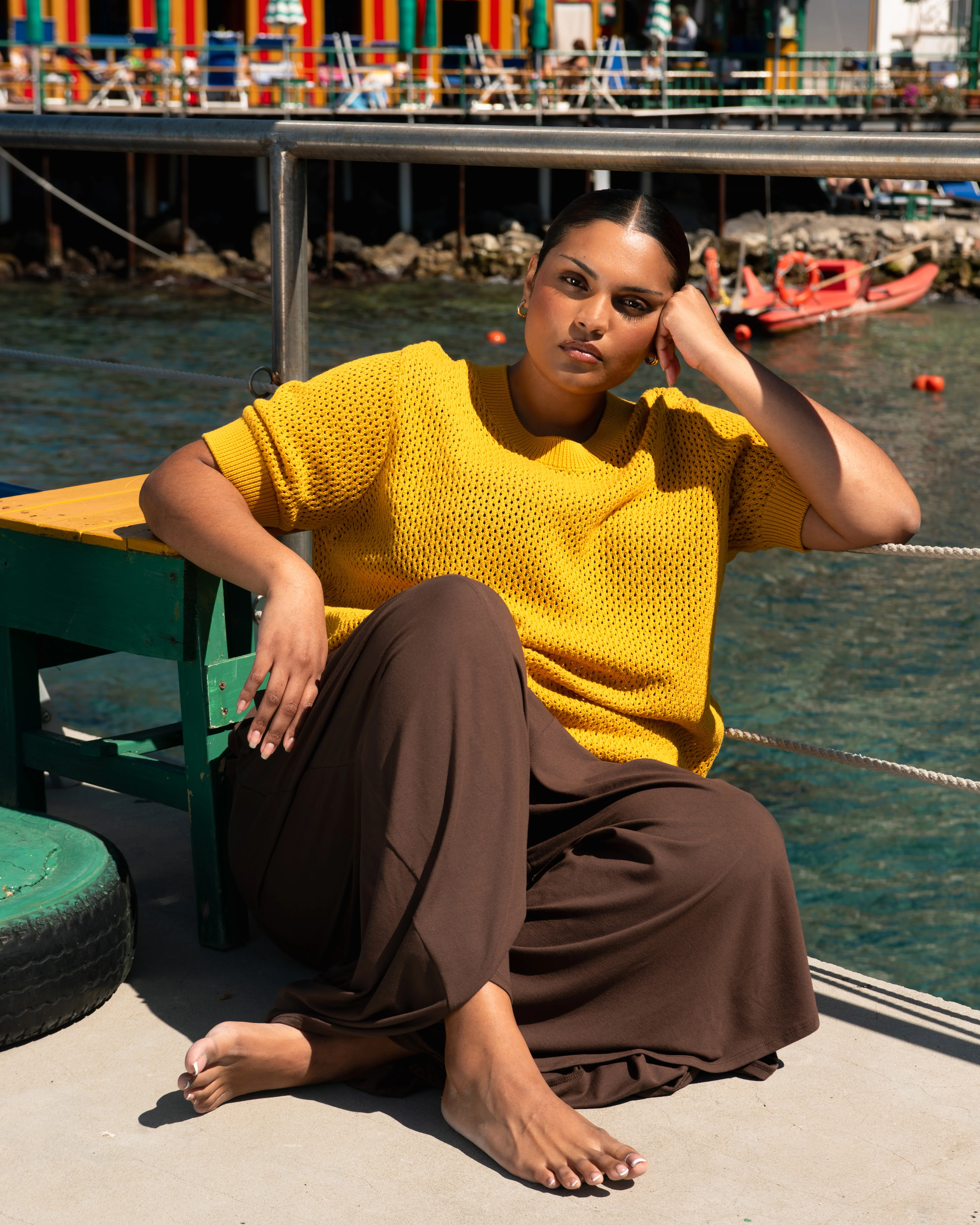 Rosie Pointelle Sweater Top - Goldenrod - Image 6