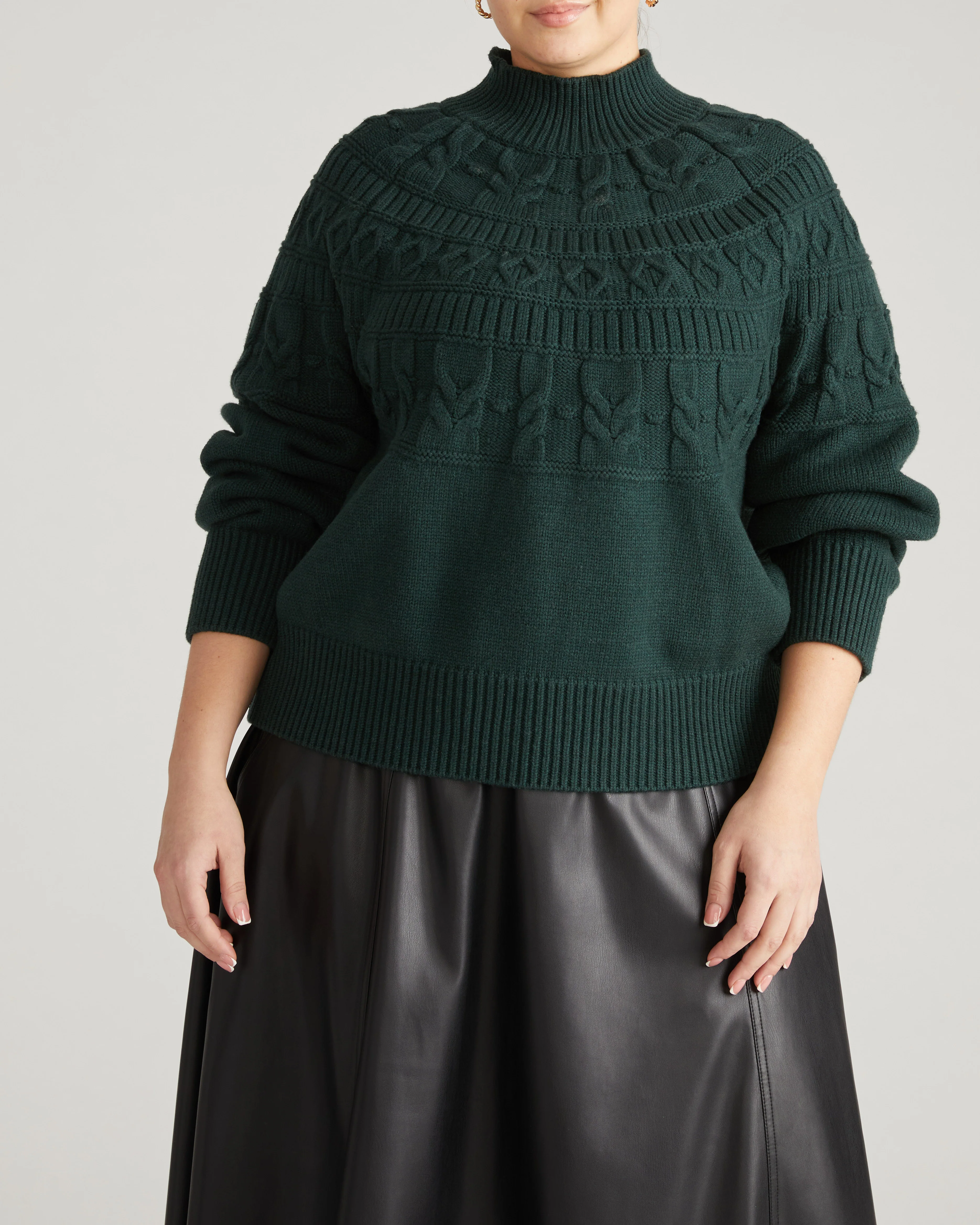 Safiya Cable Knit Sweater - Forest Green - Image 4