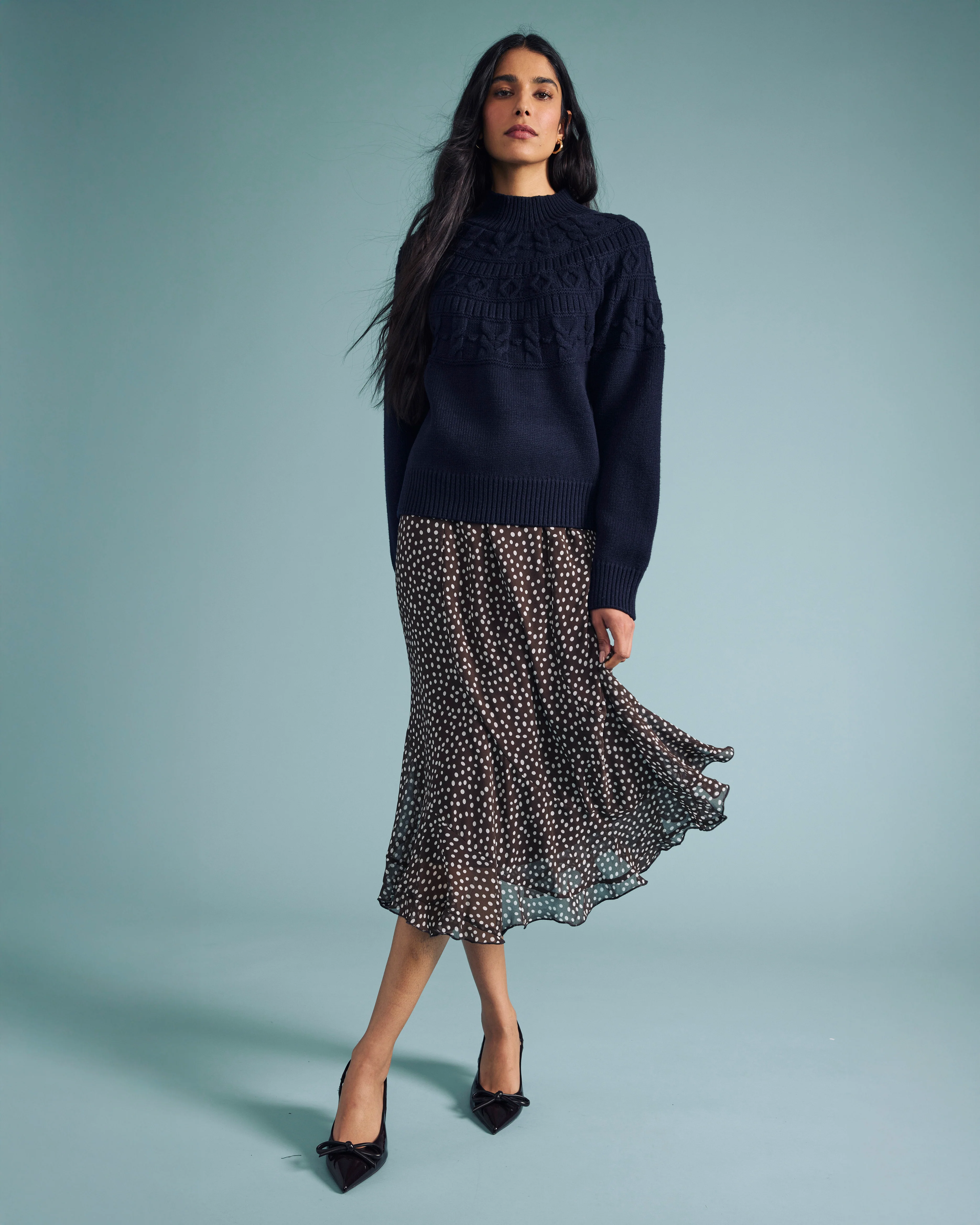 Safiya Cable Knit Sweater - Midnight - Image 3