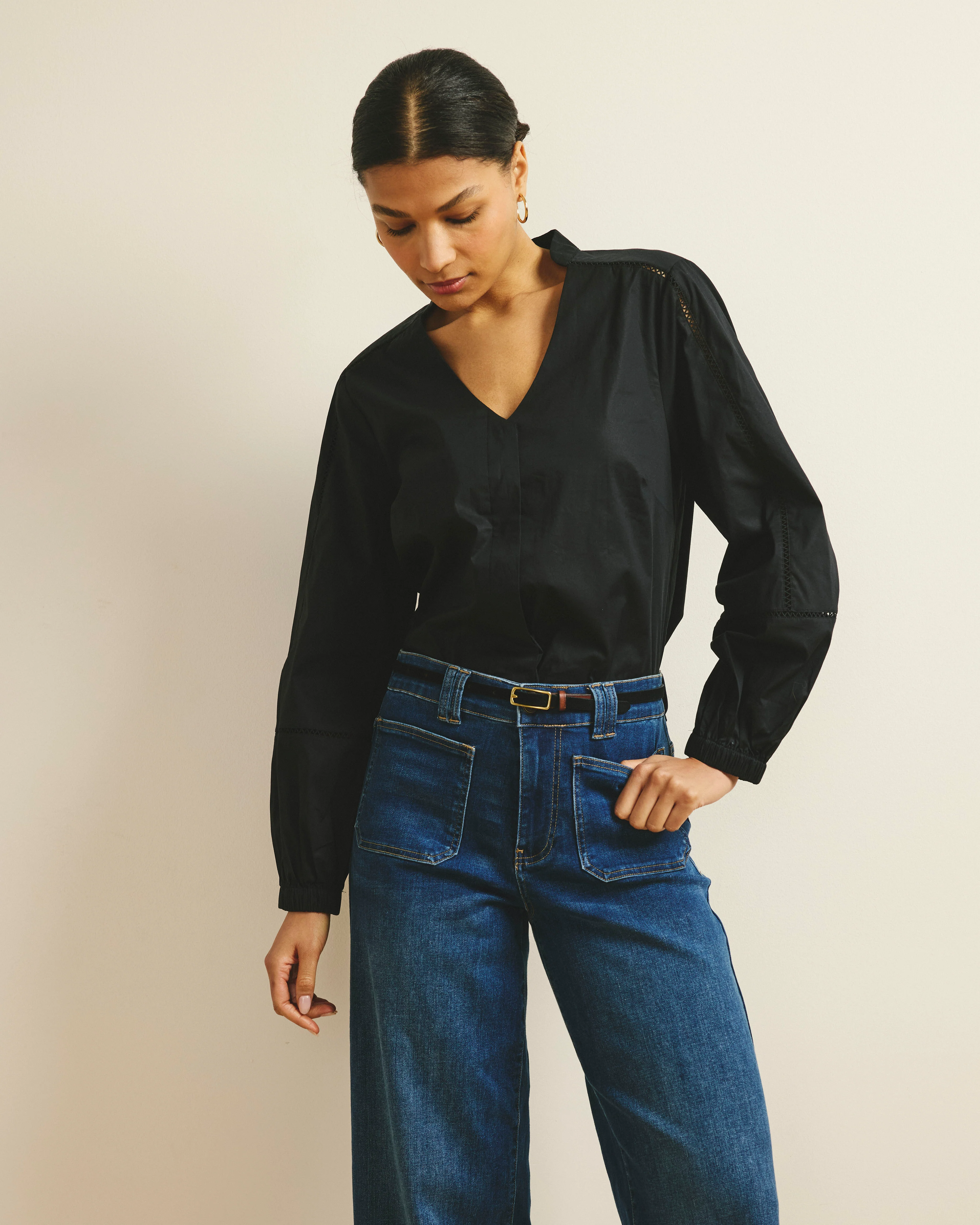 Saint-Honore Poplin Blouse - Black - Image 4