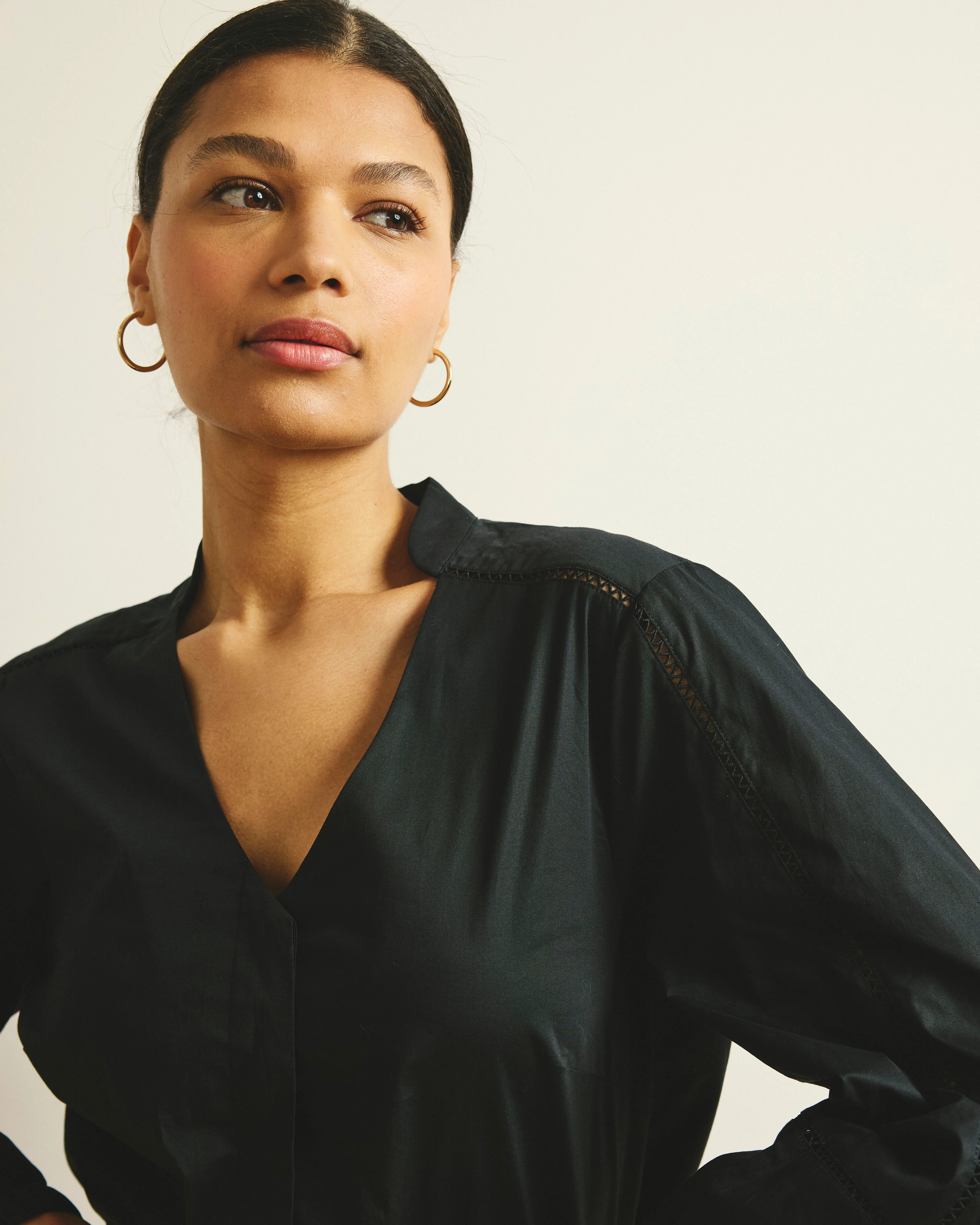Saint-Honore Poplin Blouse - Black - Image 5