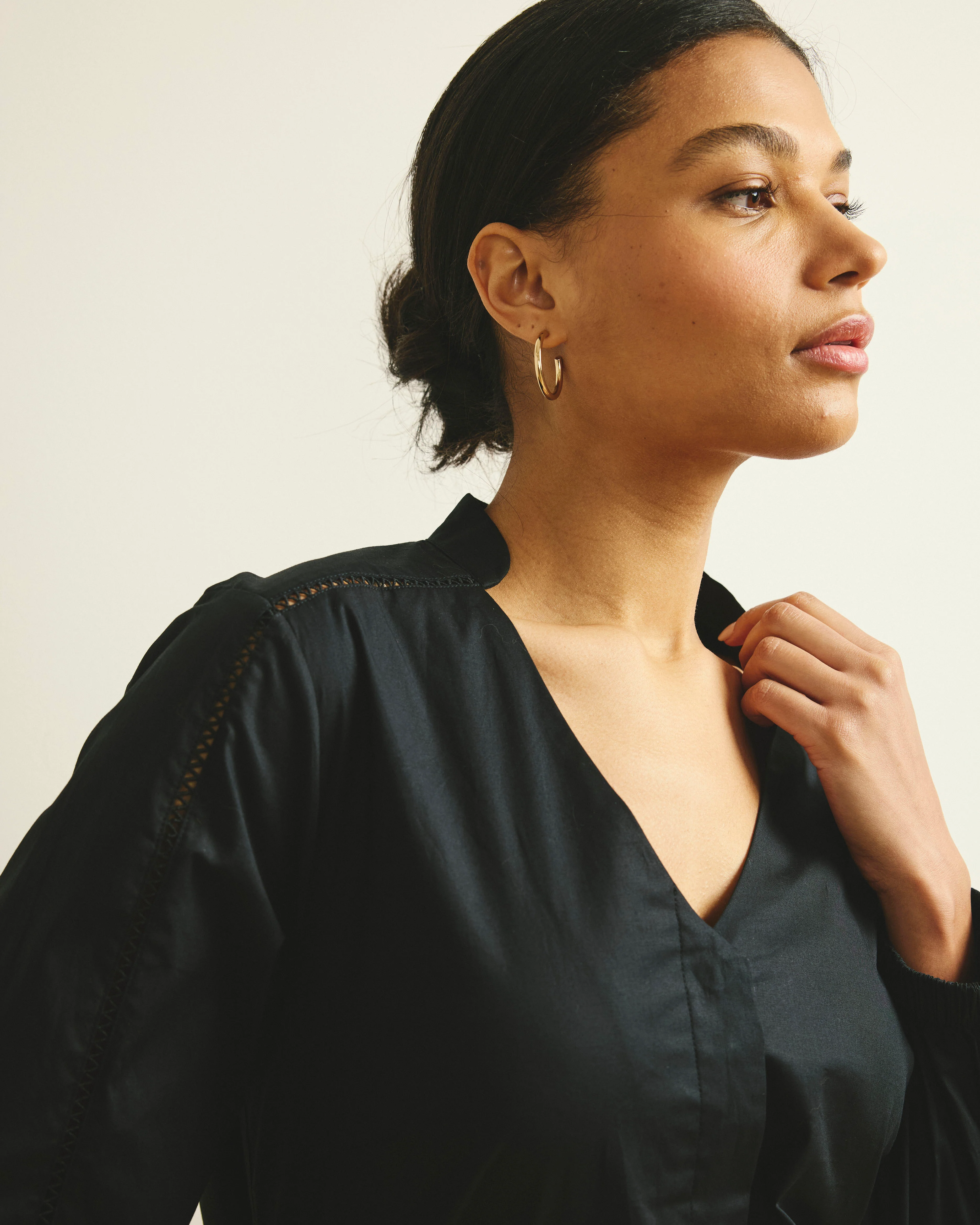 Saint-Honore Poplin Blouse - Black - Image 6