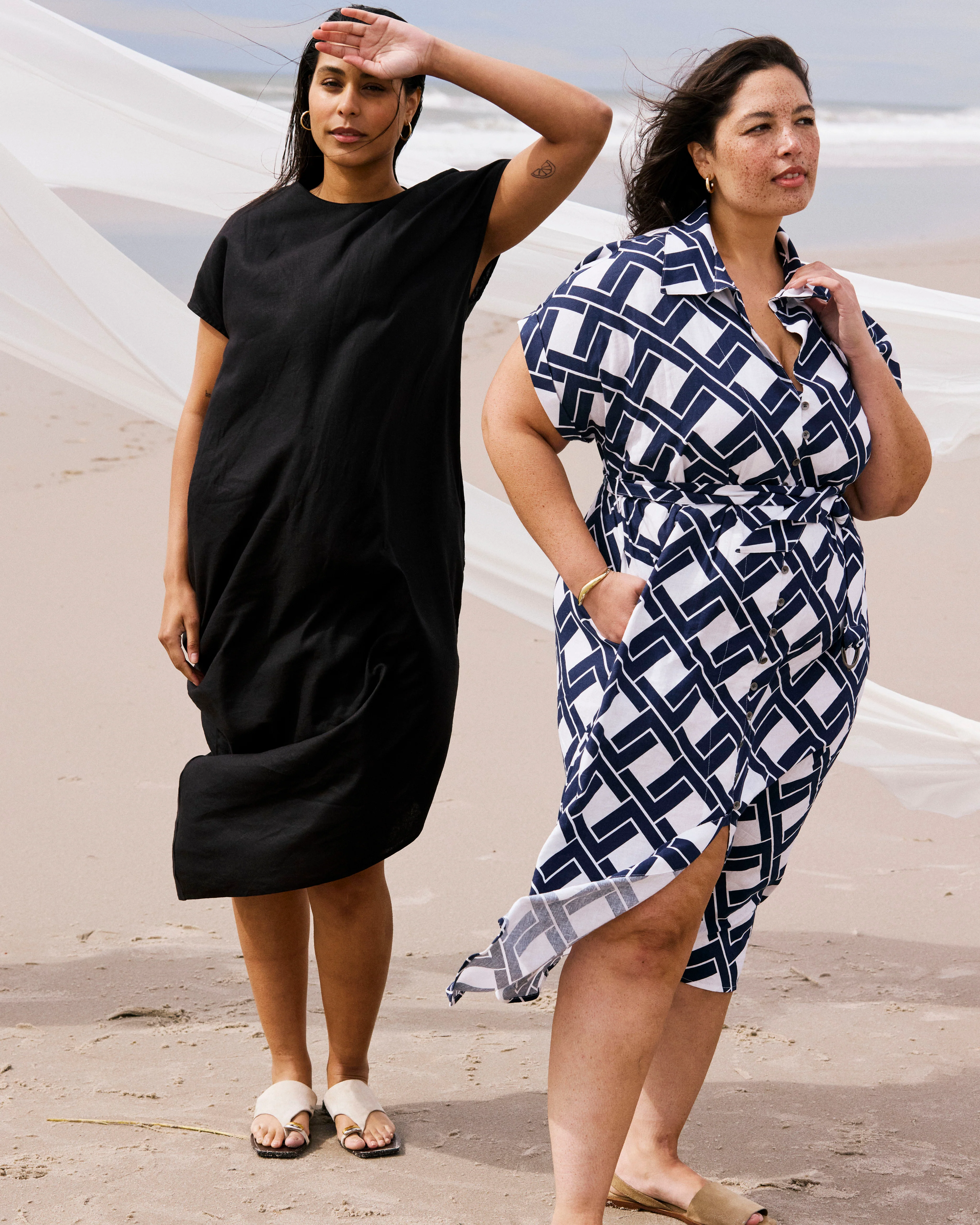 Sandy Stretch Linen Shirtdress - Geometrica Print - Image 5