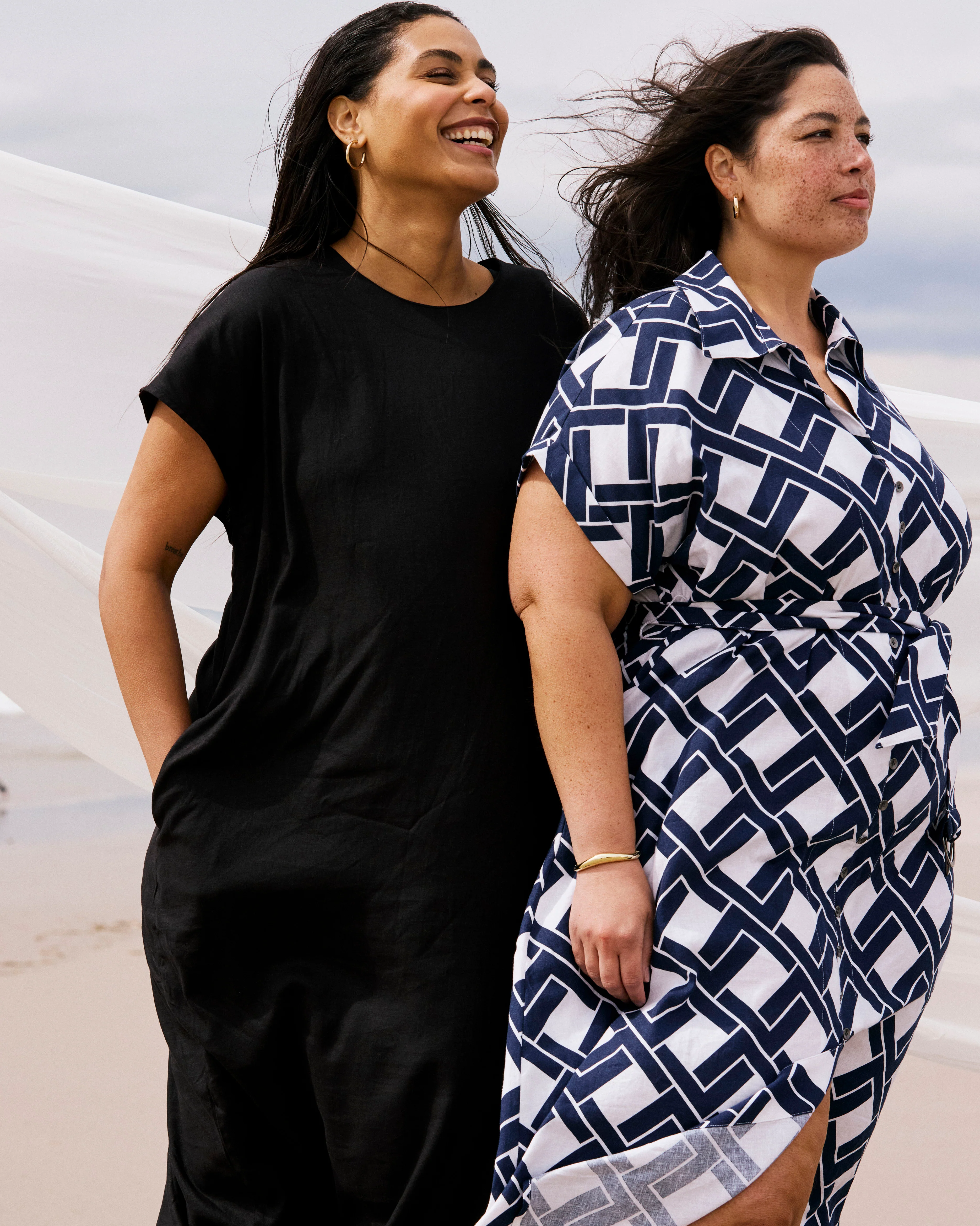 Sandy Stretch Linen Shirtdress - Geometrica Print - Image 6