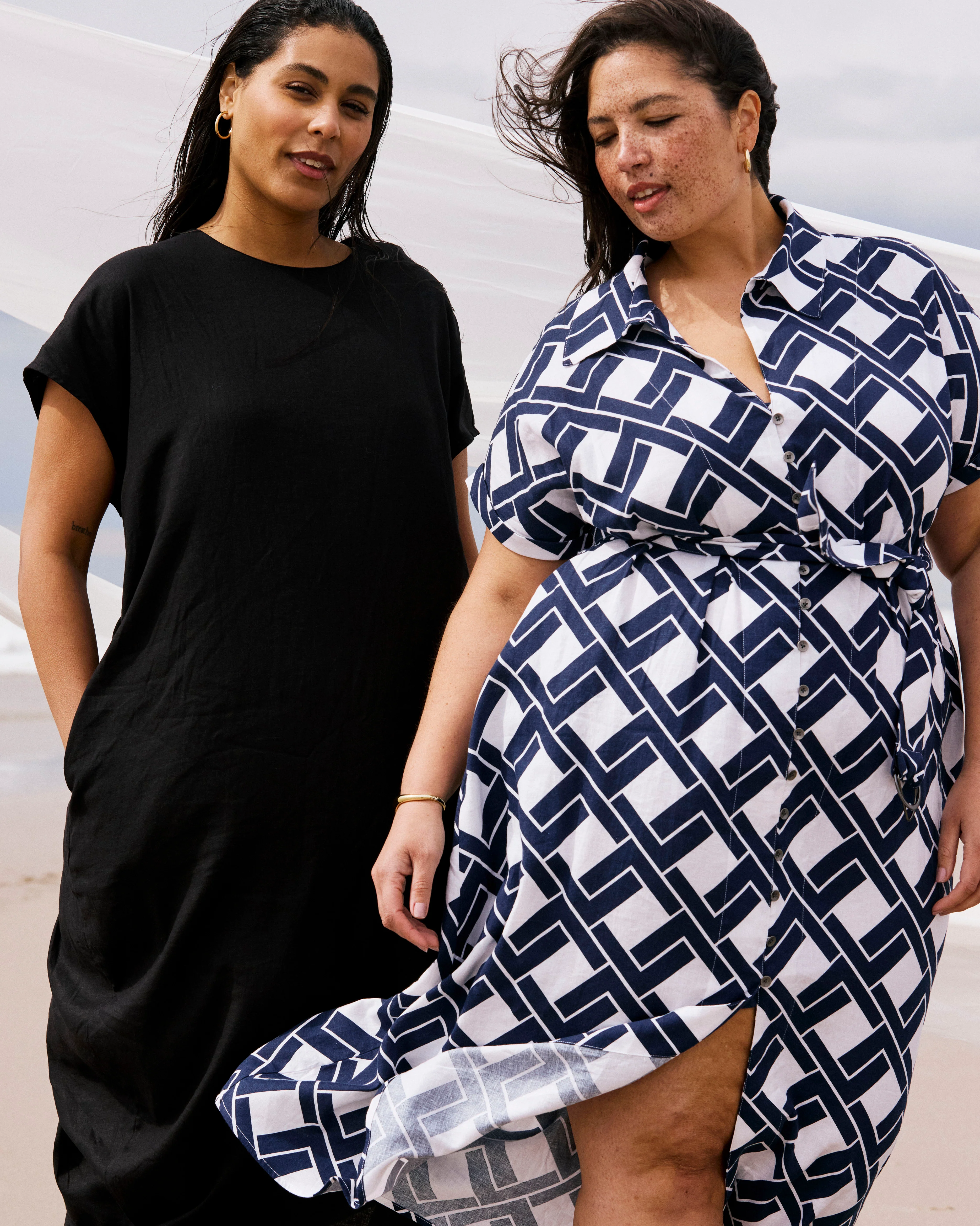 Sandy Stretch Linen Shirtdress - Geometrica Print - Image 7