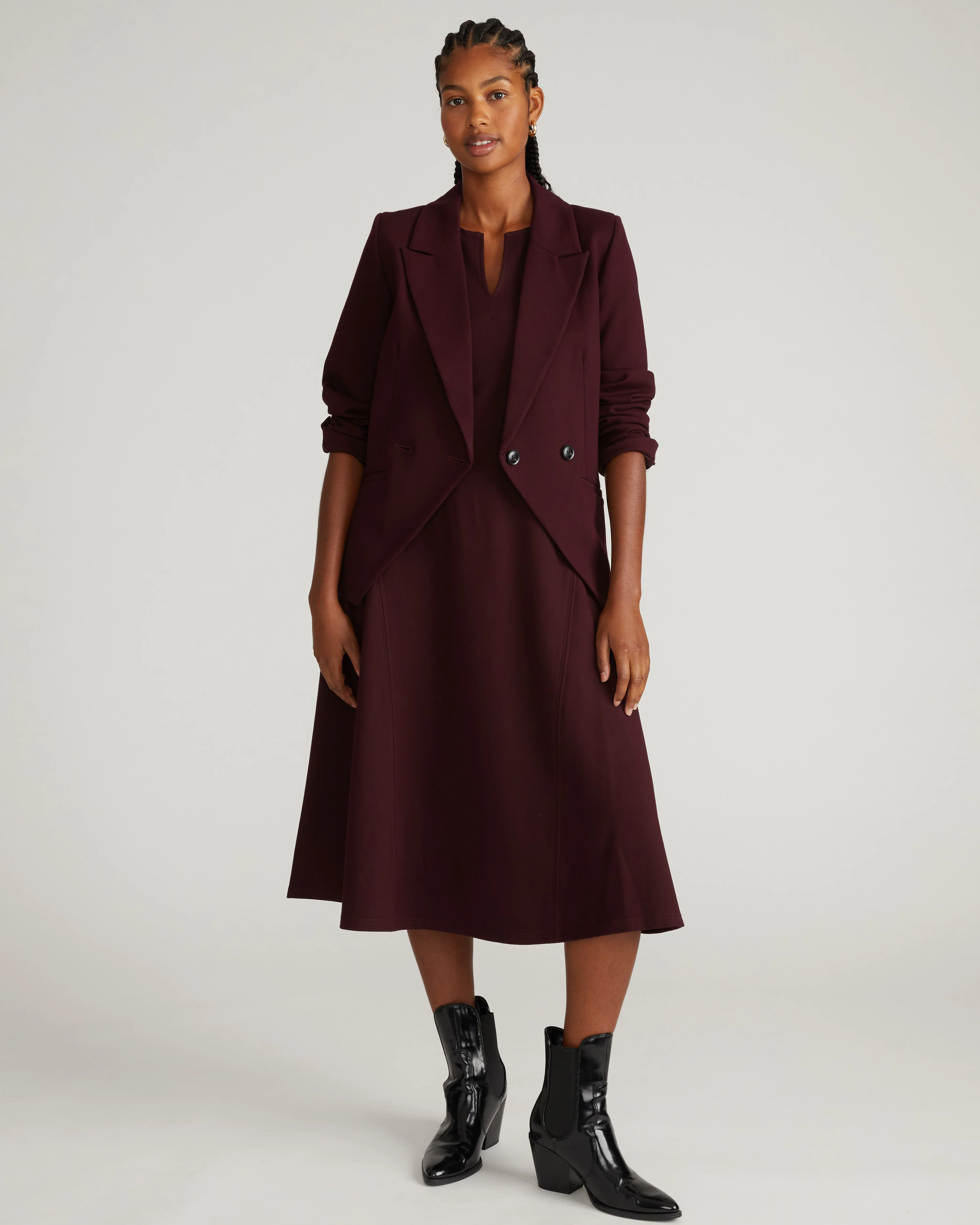 Saskia Ponte Dress - Black Cherry - Image 2