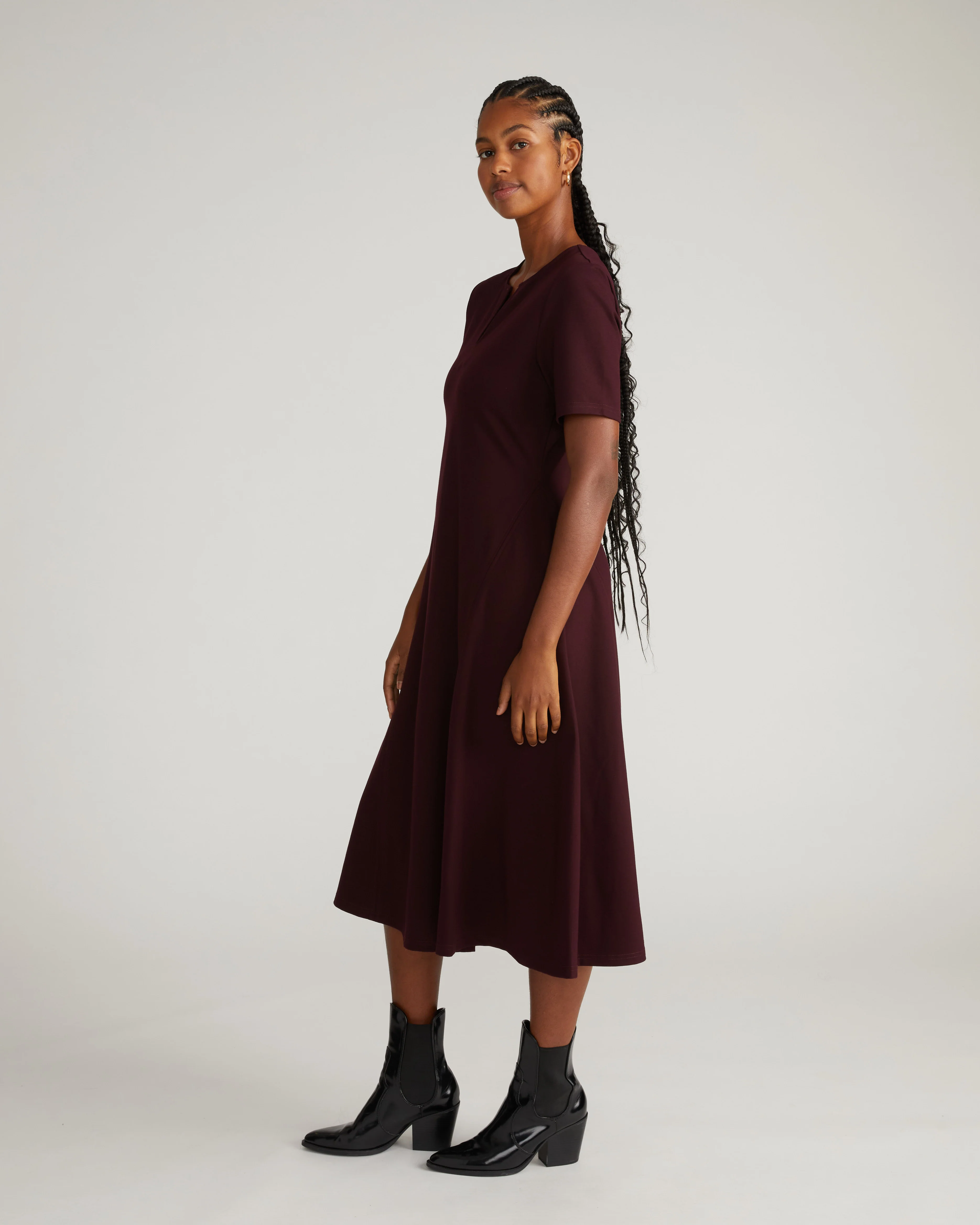 Saskia Ponte Dress - Black Cherry - Image 4