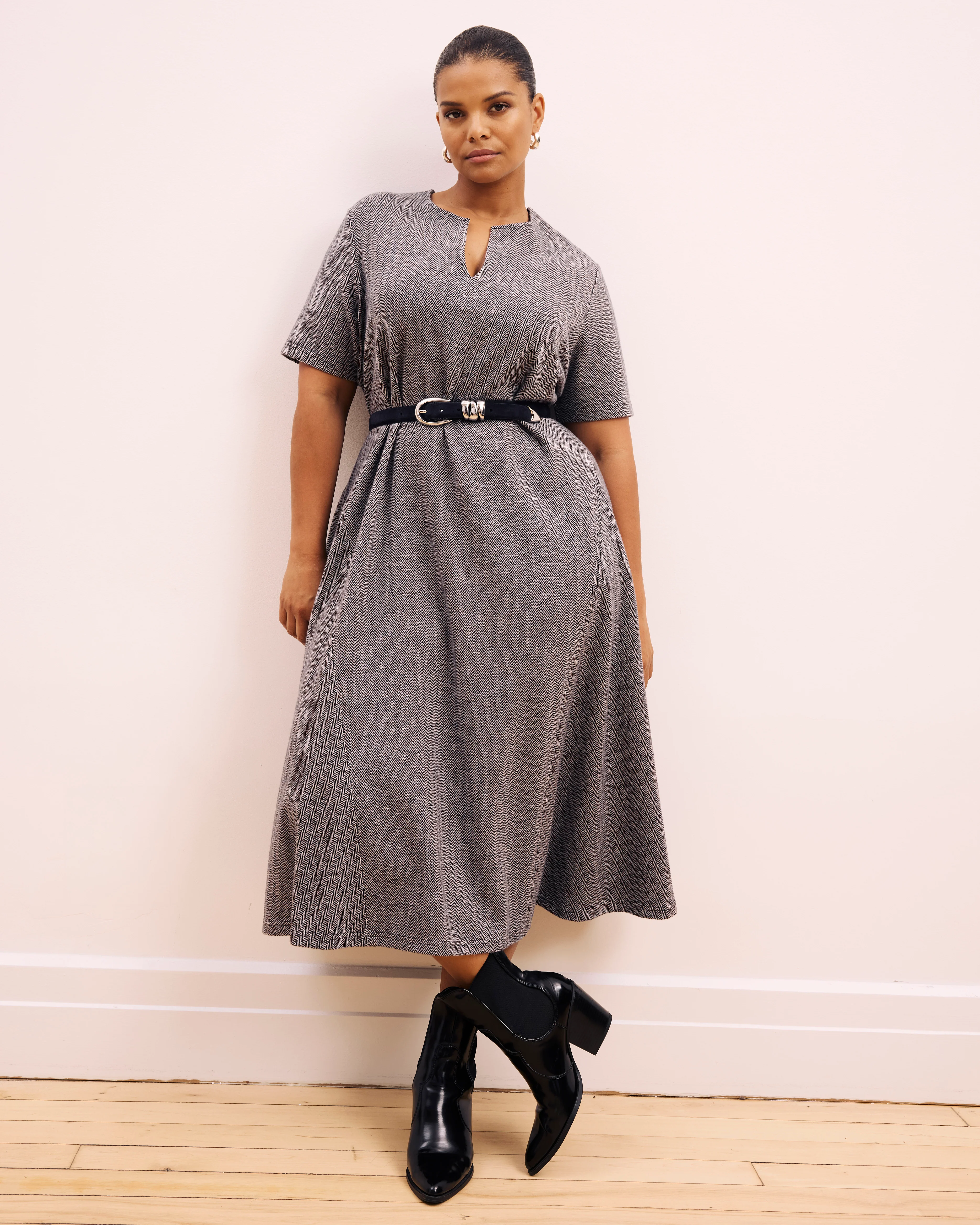 Saskia Ponte Dress - Herringbone Tweed - Image 4