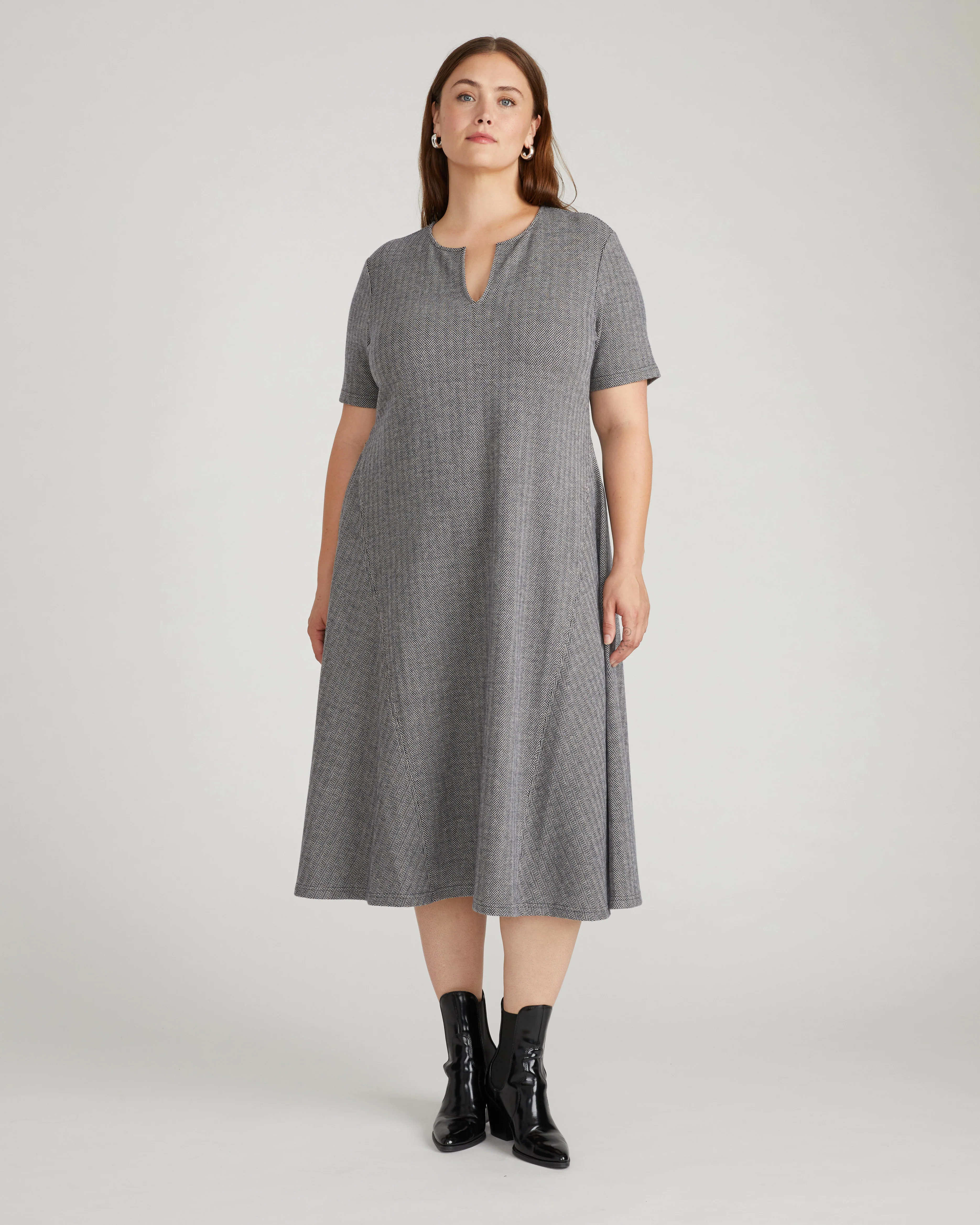 Saskia Ponte Dress - Herringbone Tweed - Image 6