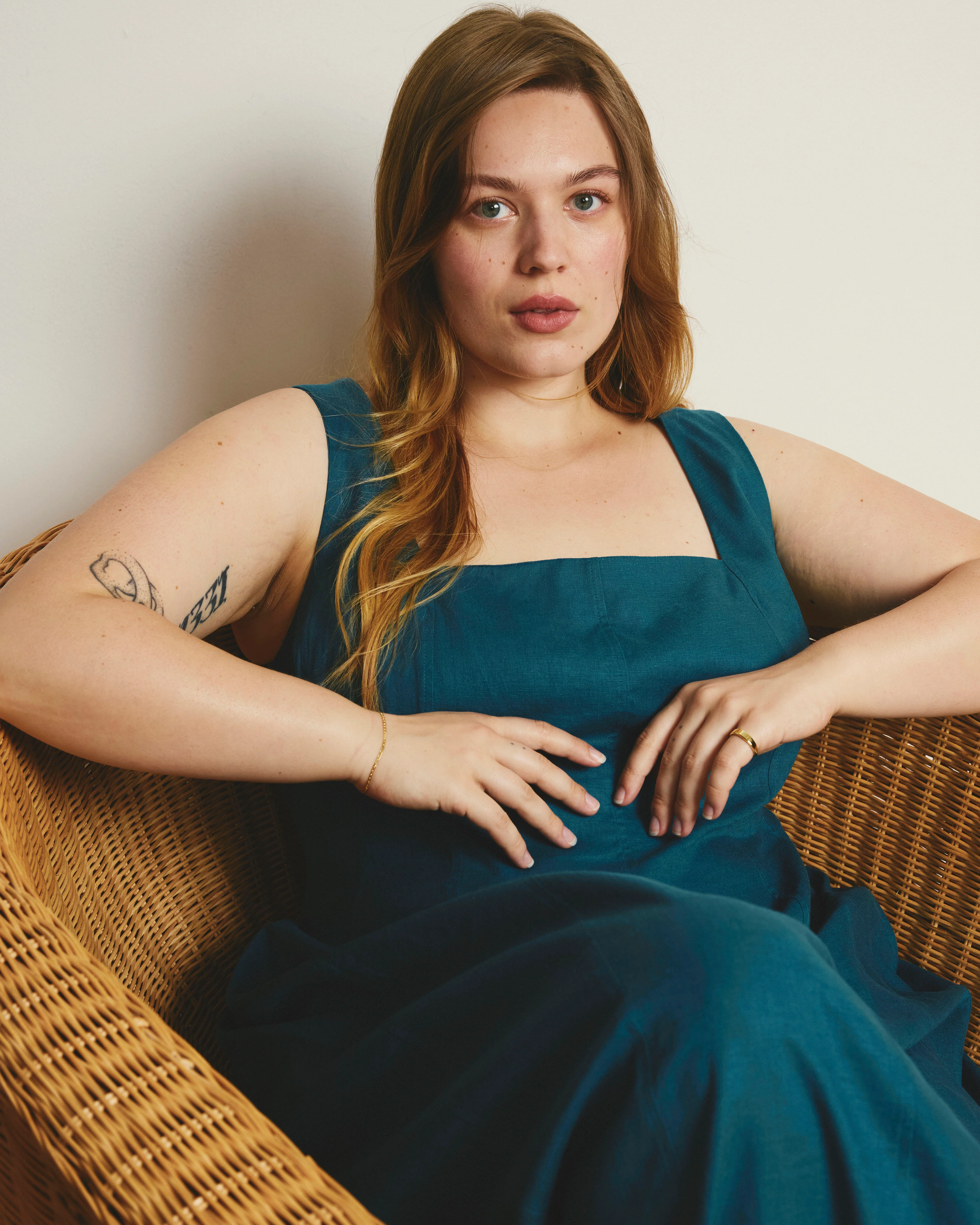 Saulay Square Neck Linen Midi Dress - Ink Blue - Image 4