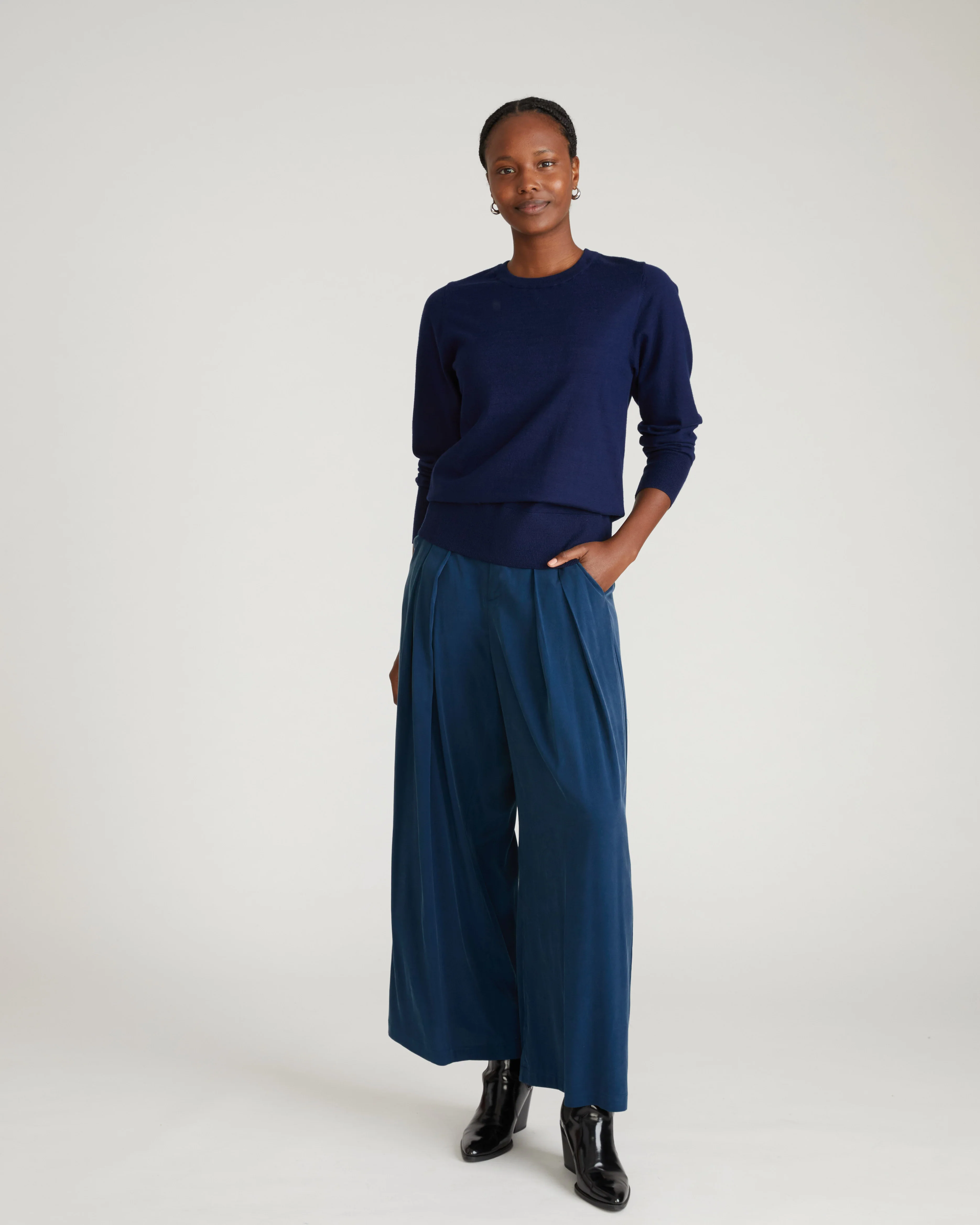 Savvy Fine Knit Crew Sweater - Midnight - Image 3