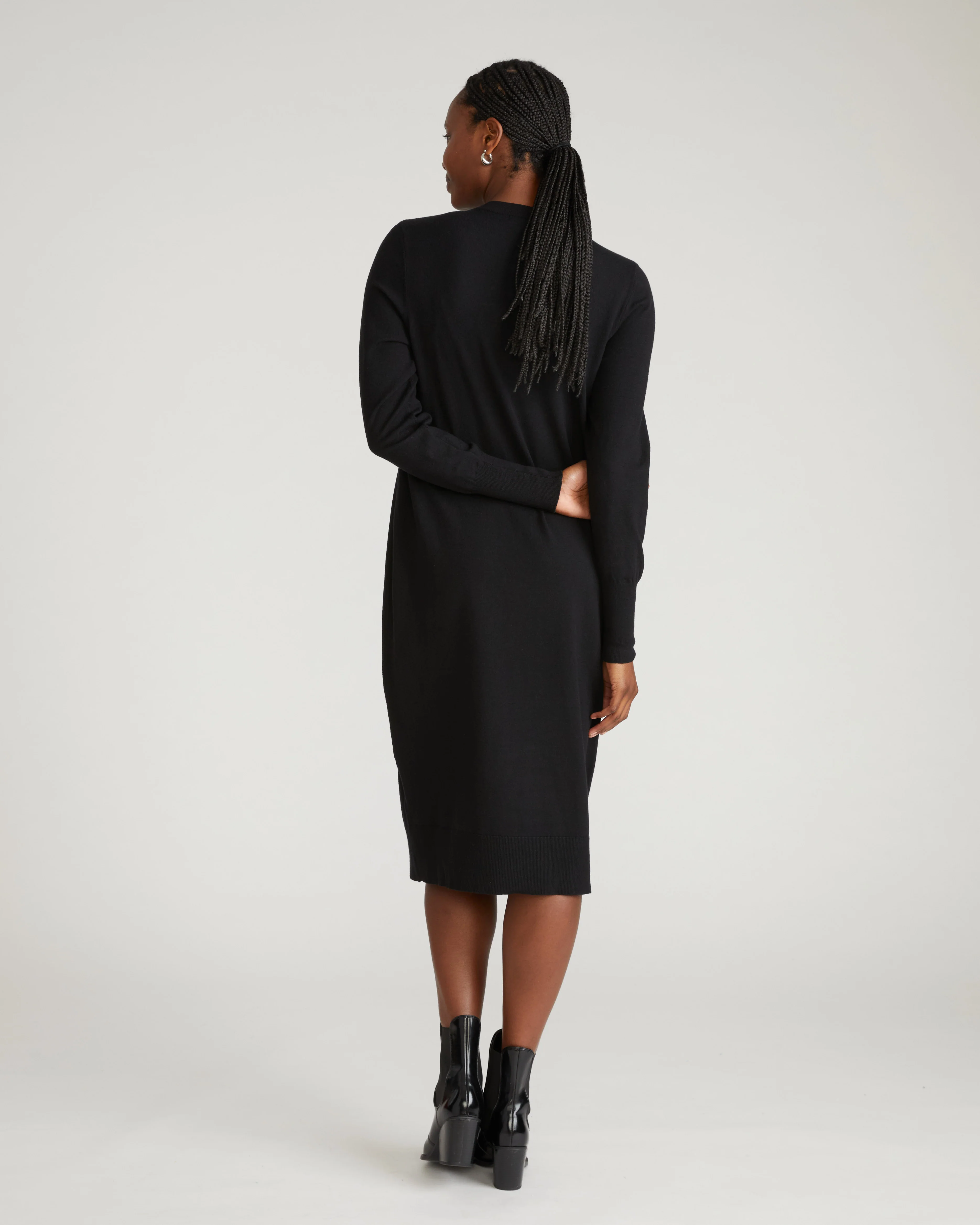 Savvy Fine Knit Everyday Sweater Dress - Black - Image 4