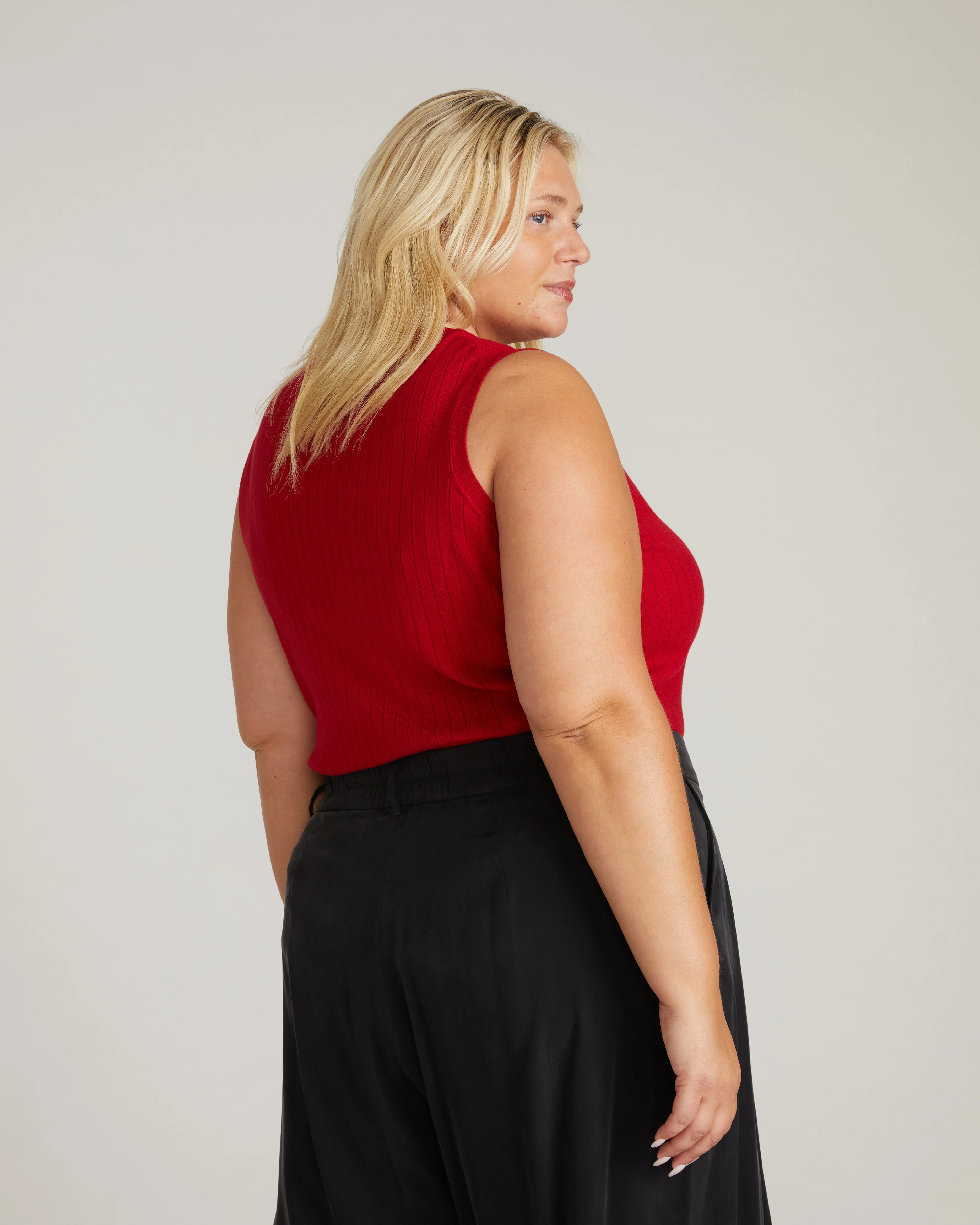 Savvy Fine Knit Sweater Shell - Carmine - Image 3