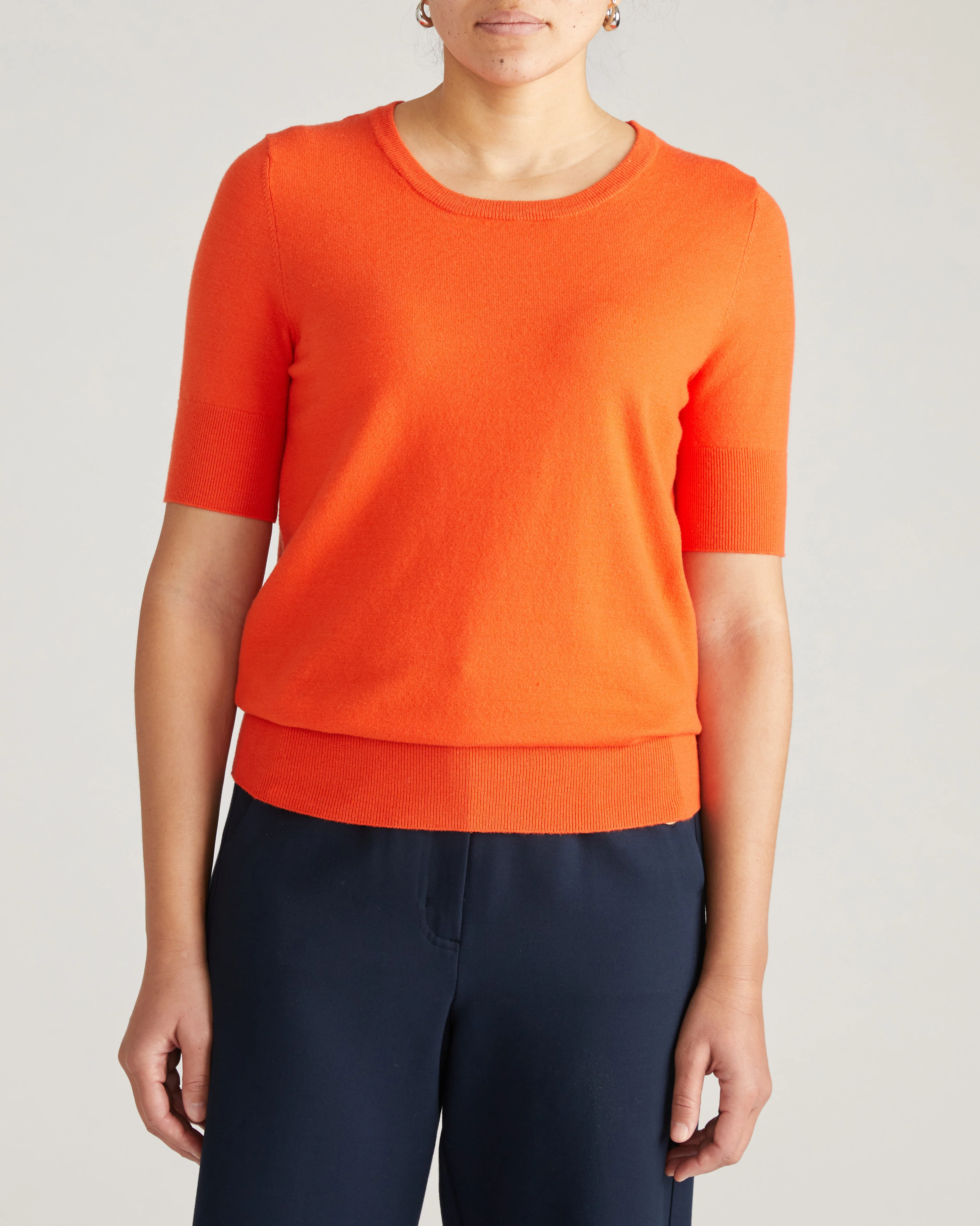 Savvy Fine Knit Sweater Top - Orange Flame - Image 2