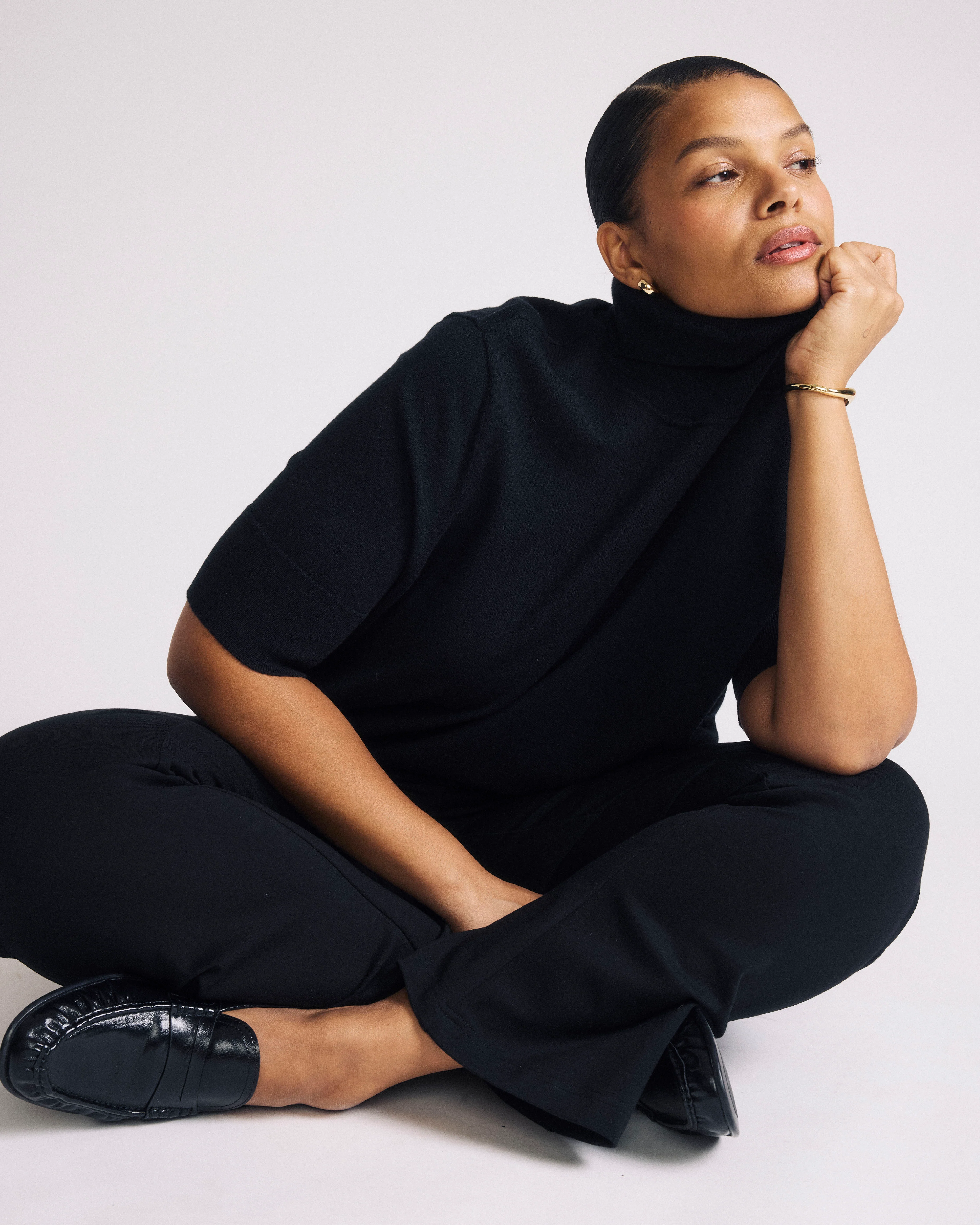 Savvy Fine Knit Turtleneck Sweater Top - Black - Image 2