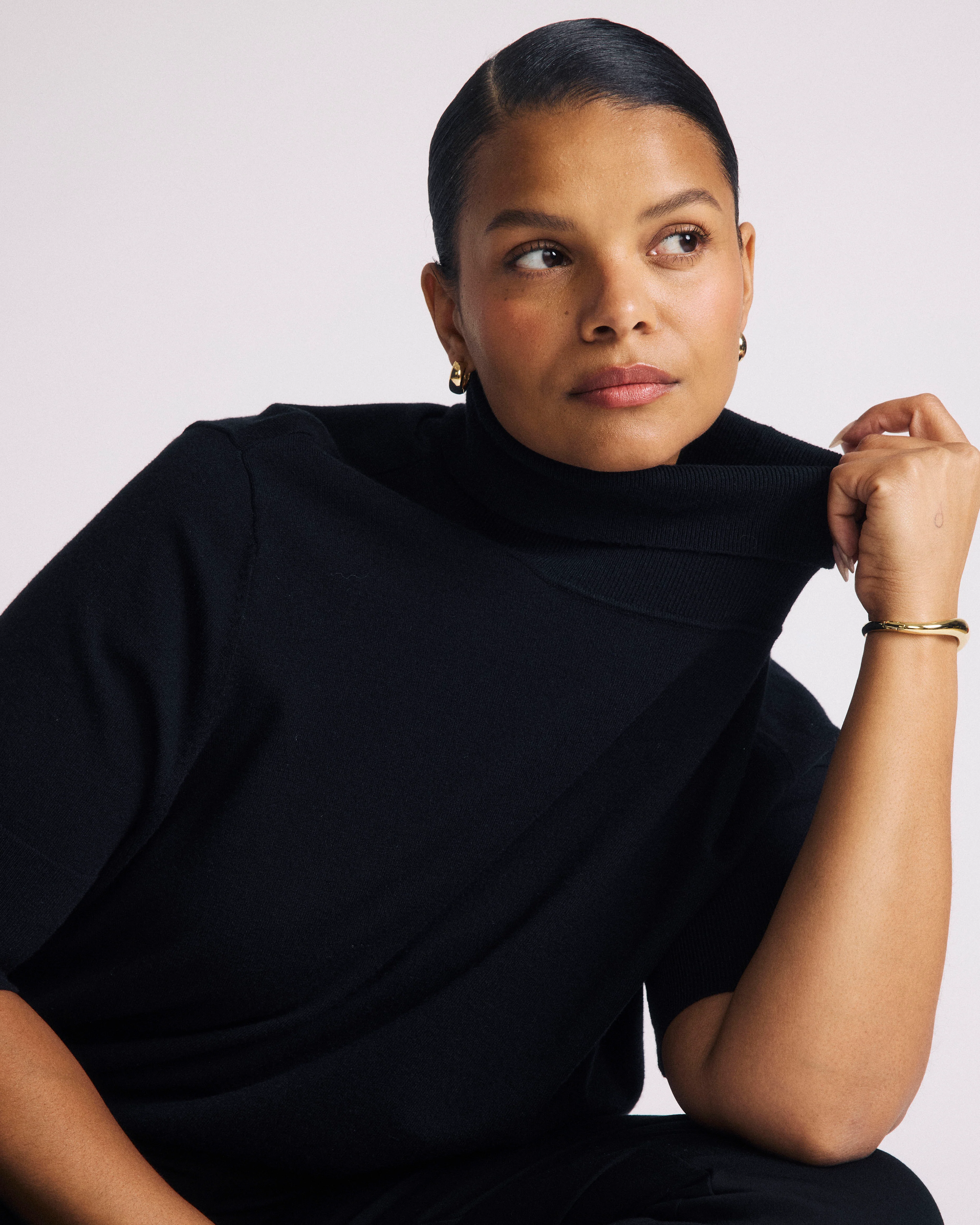 Savvy Fine Knit Turtleneck Sweater Top - Black - Image 3