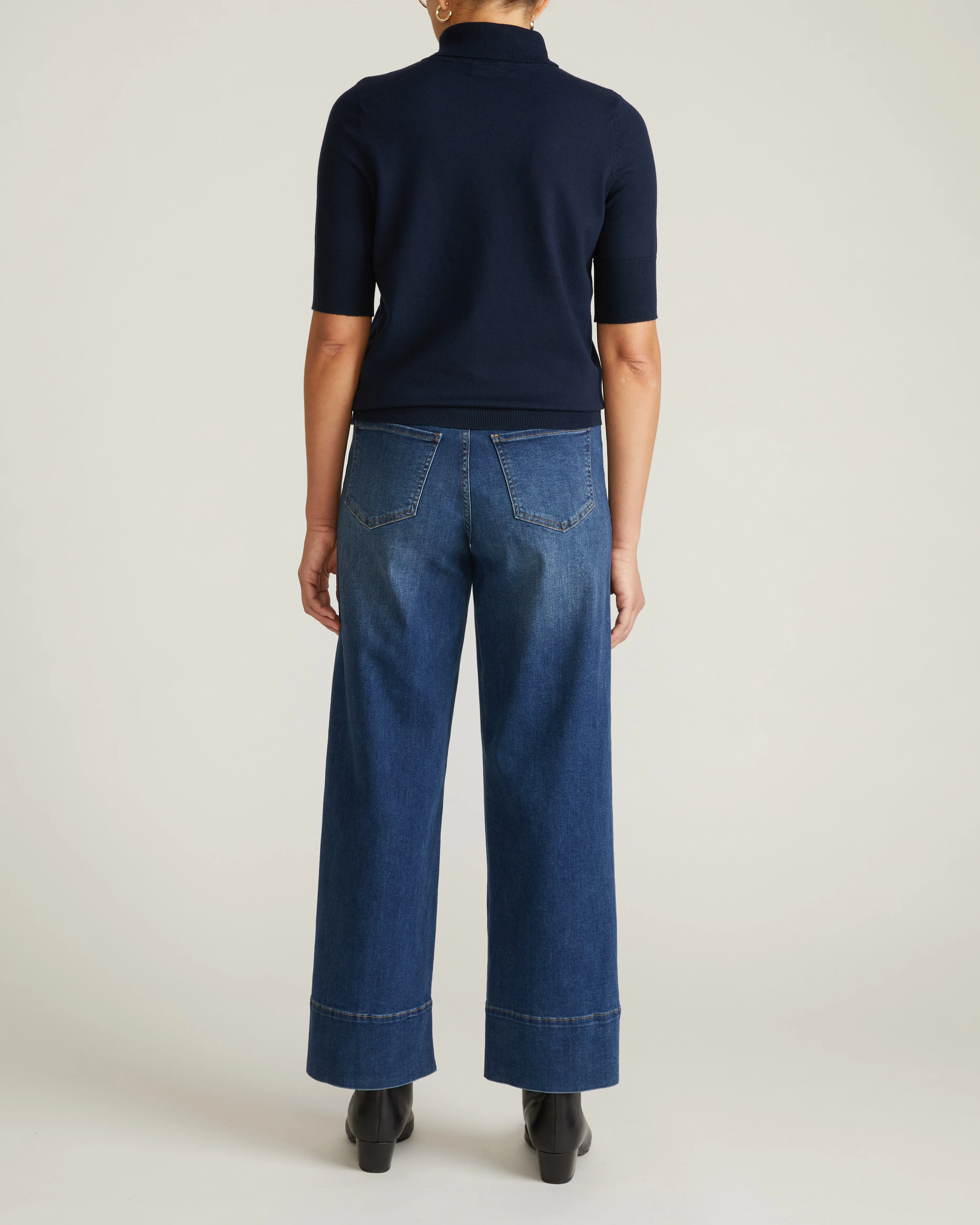 Savvy Fine Knit Turtleneck Sweater Top - Navy - Image 7