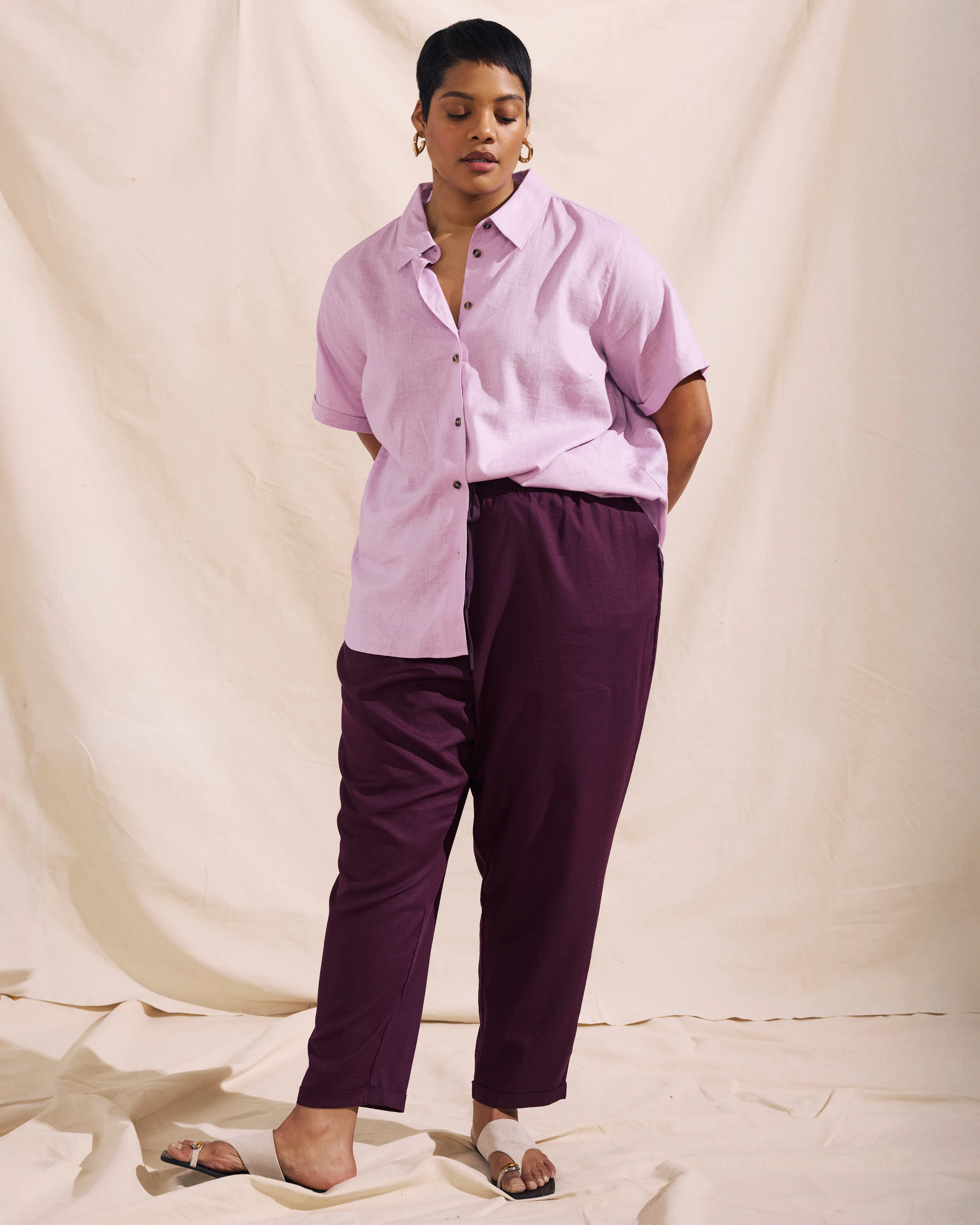 Sayville Linen Drawstring Pant - Acai - Image 3