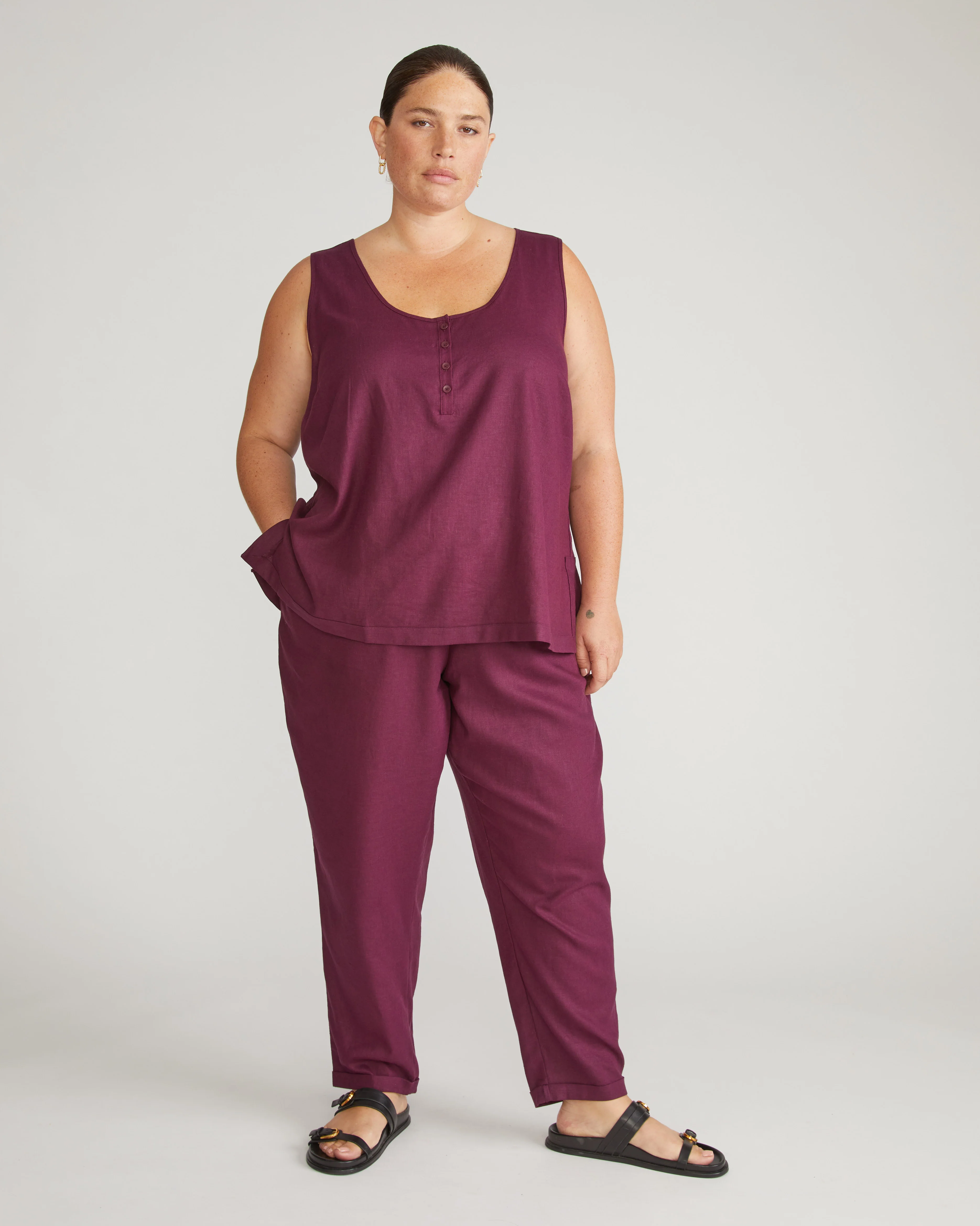 Sayville Linen Drawstring Pant - Acai - Image 6