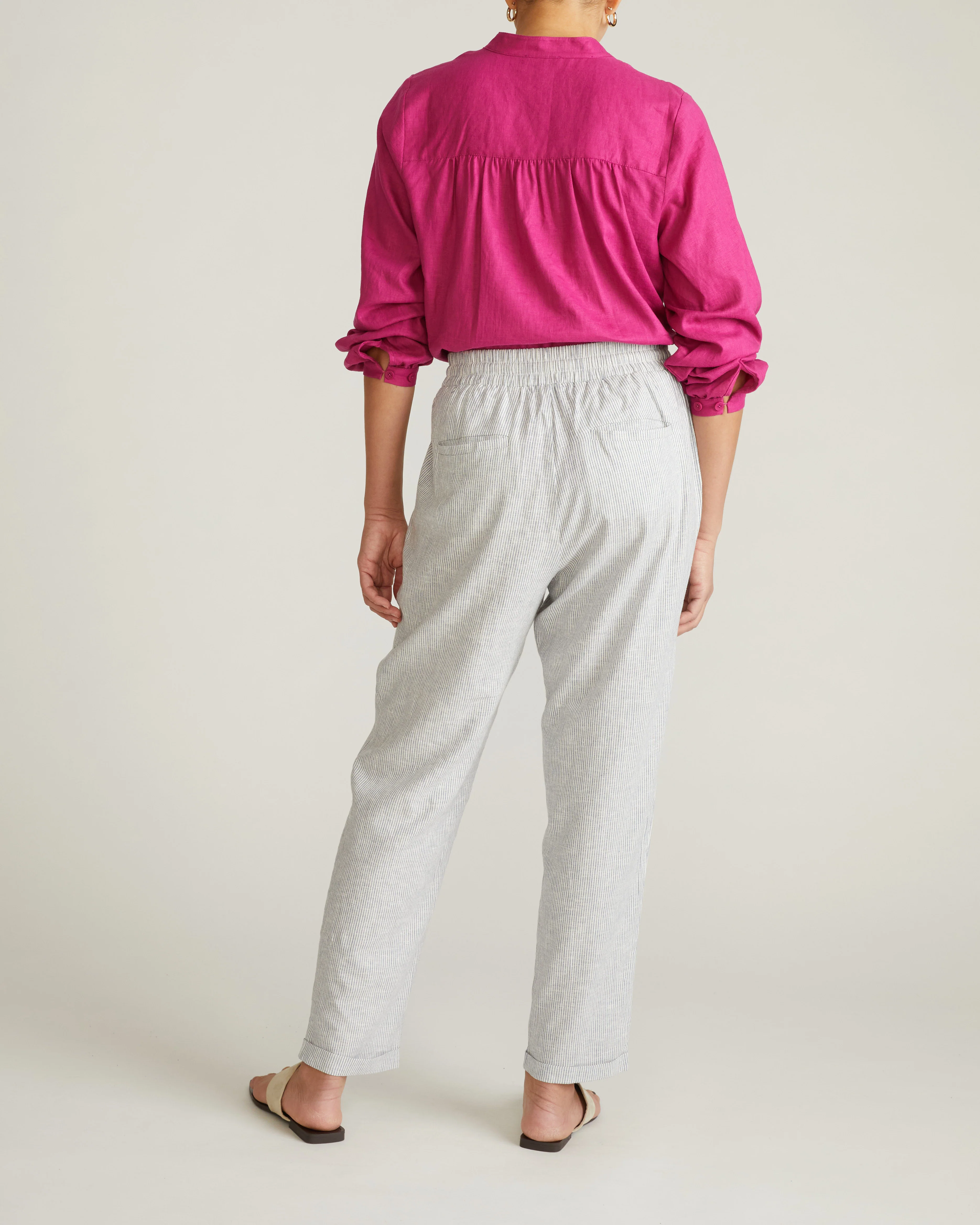 Sayville Linen Drawstring Pant - Beach Stripe - Image 6