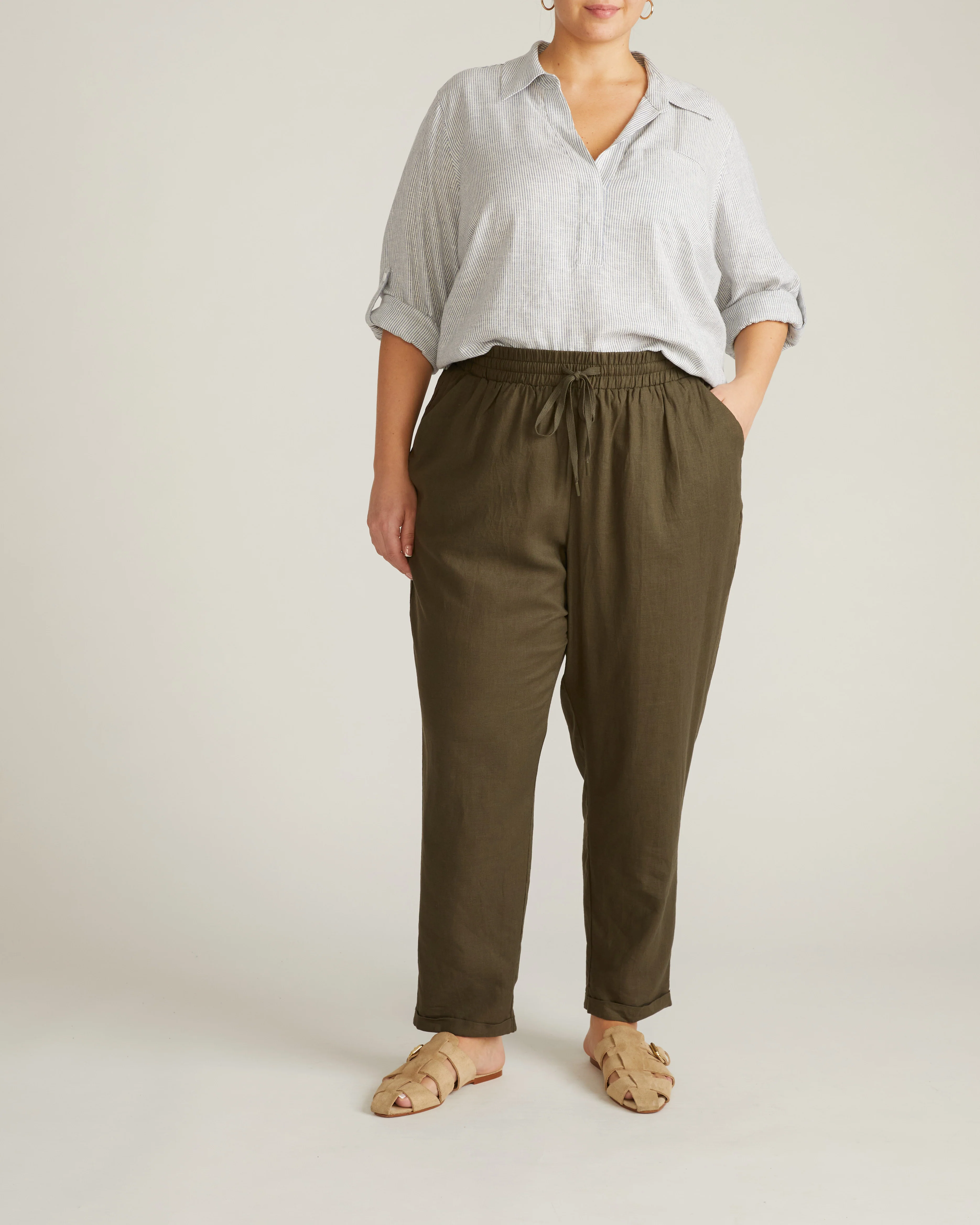 Sayville Linen Drawstring Pant - Camo - Image 2