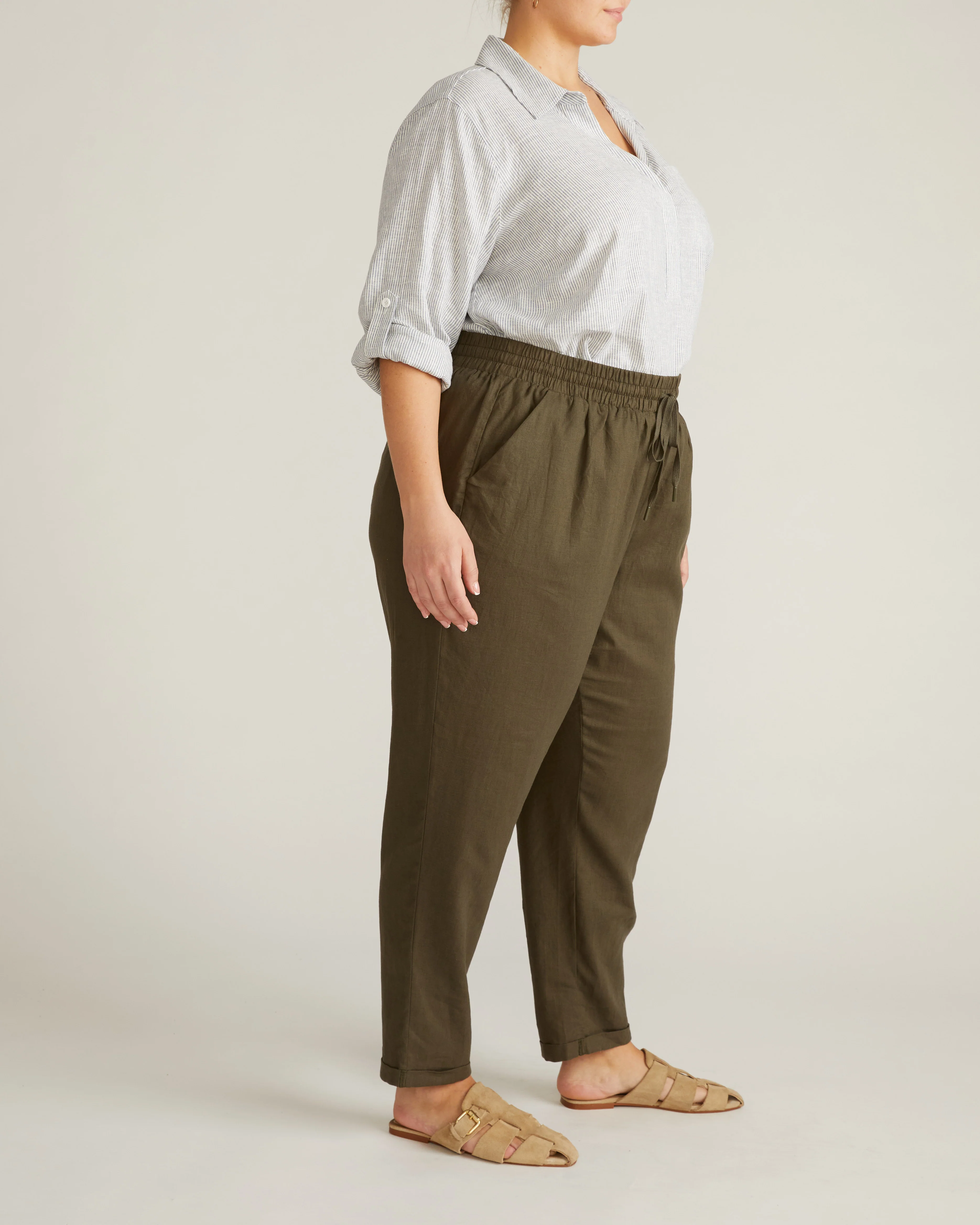 Sayville Linen Drawstring Pant - Camo - Image 3