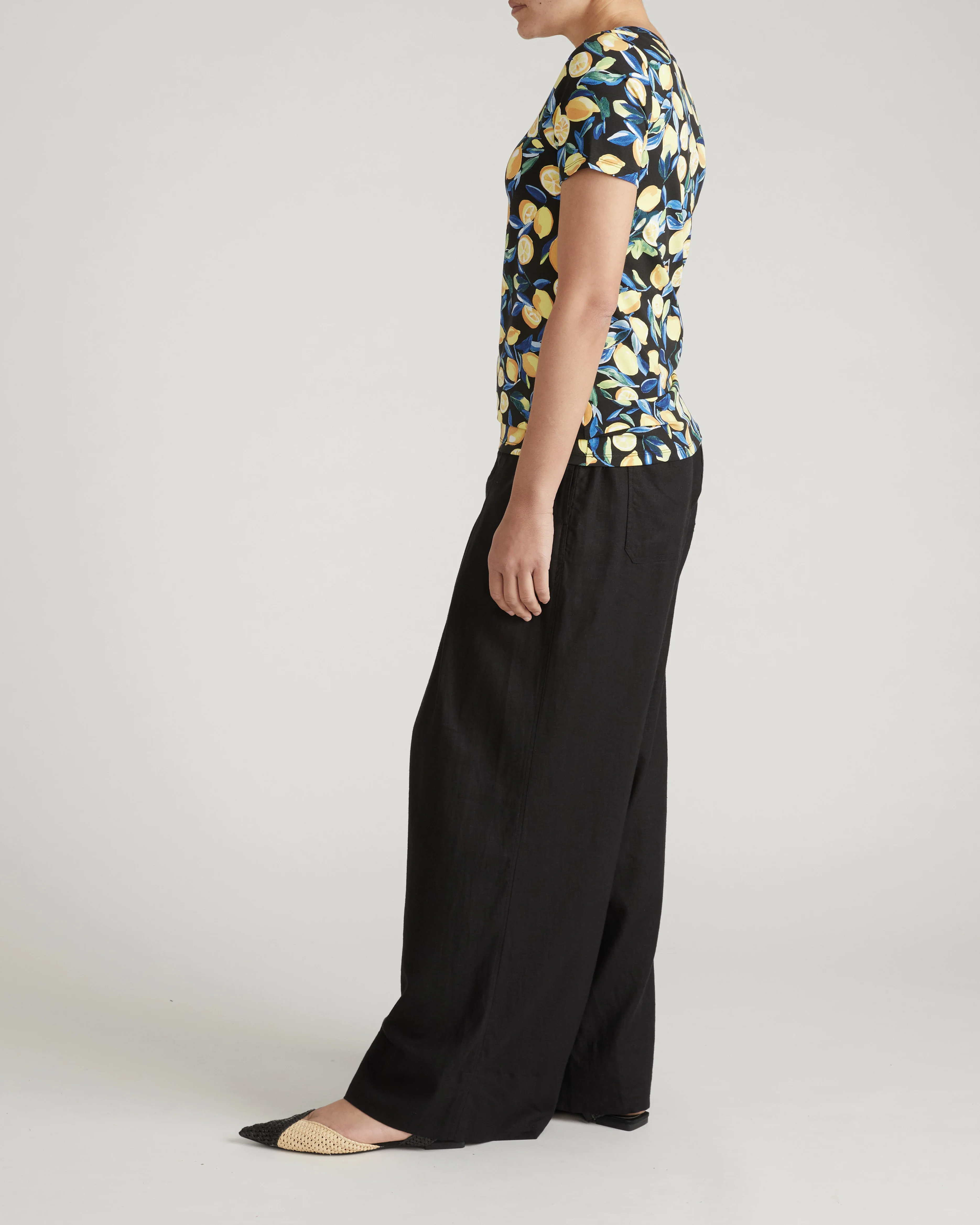 Scoop Neck Tee - Black Limoncello Print - Image 3