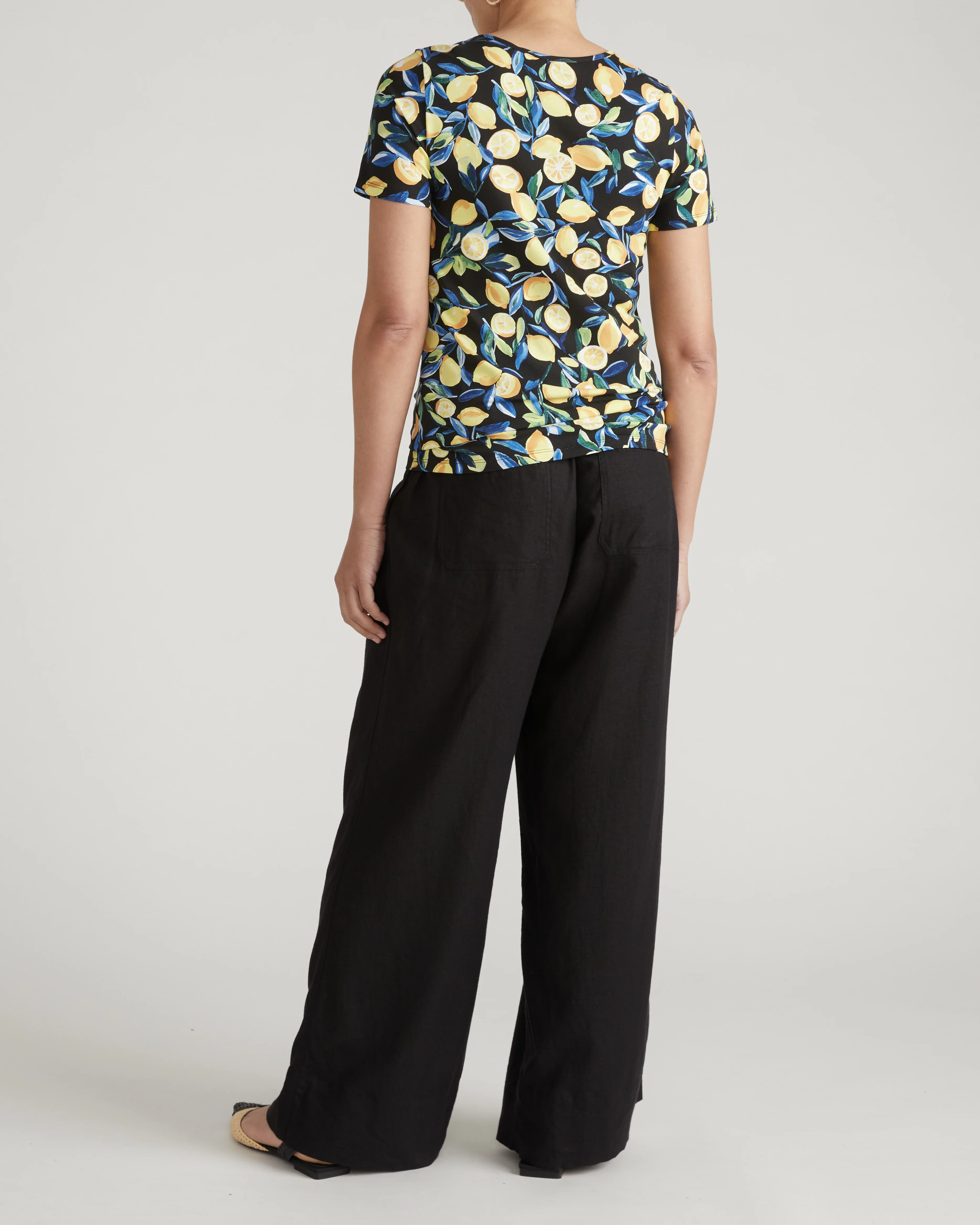 Scoop Neck Tee - Black Limoncello Print - Image 4