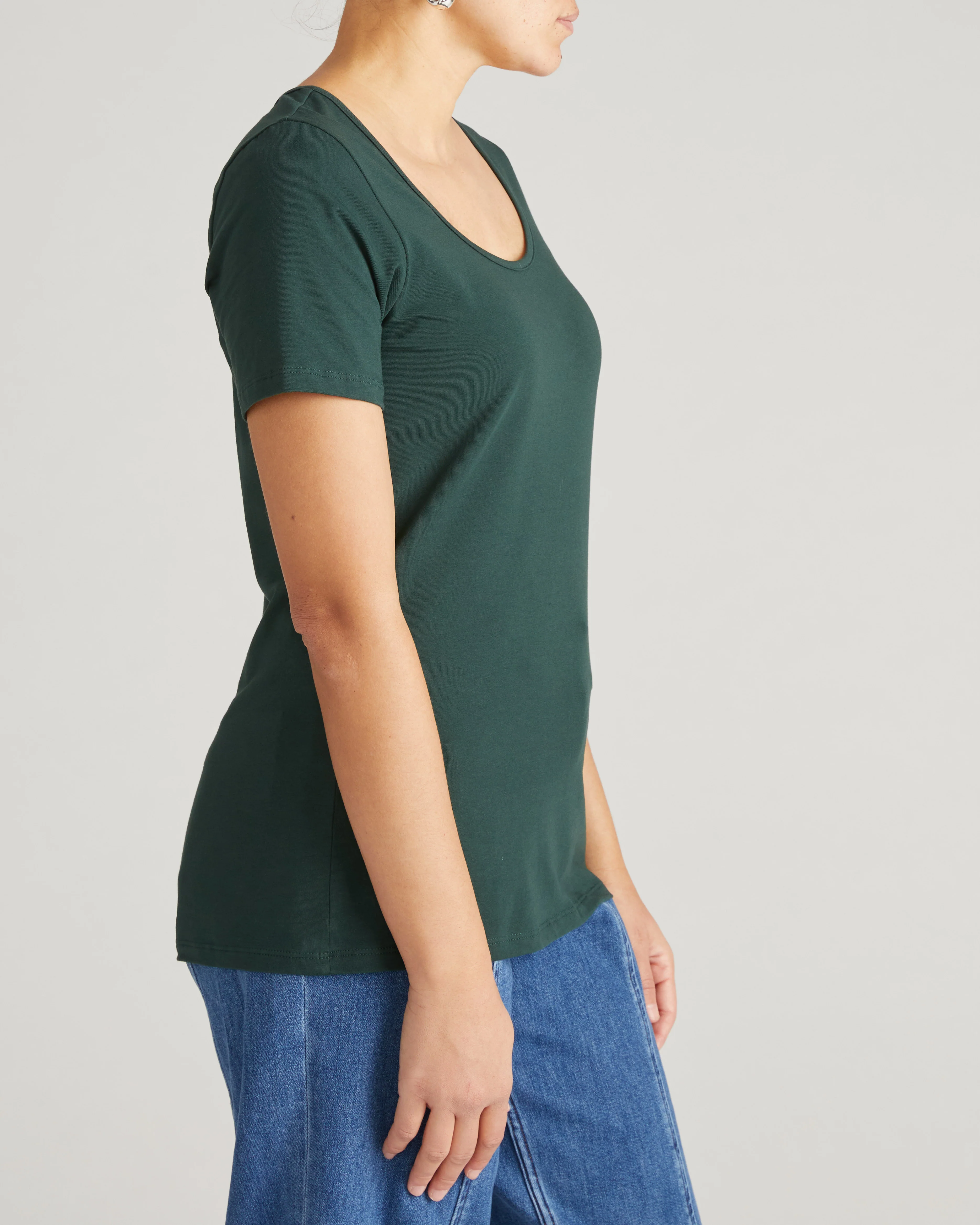Scoop Neck Tee - Forest Green - Image 3