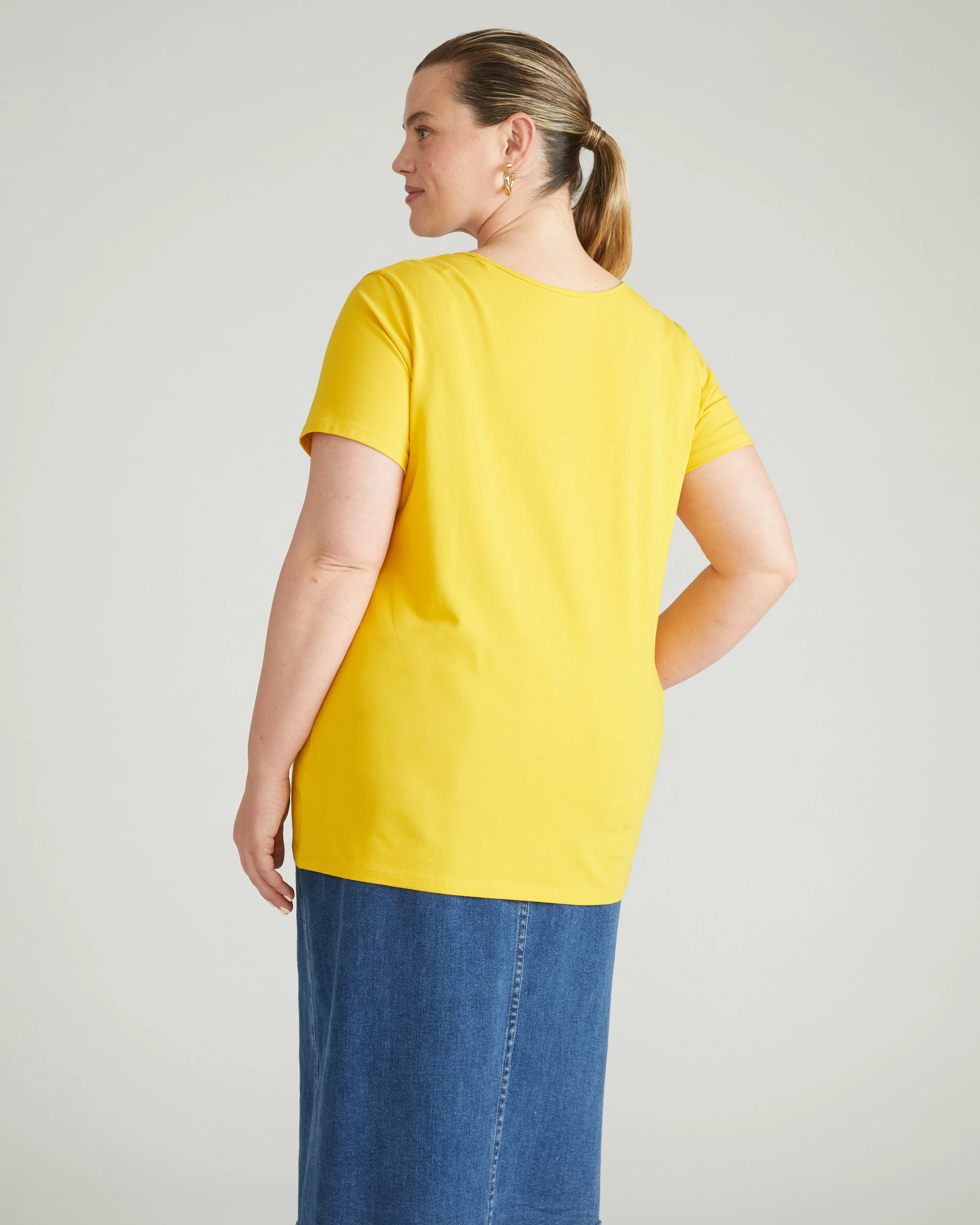 Scoop Neck Tee - Yellow - Image 4
