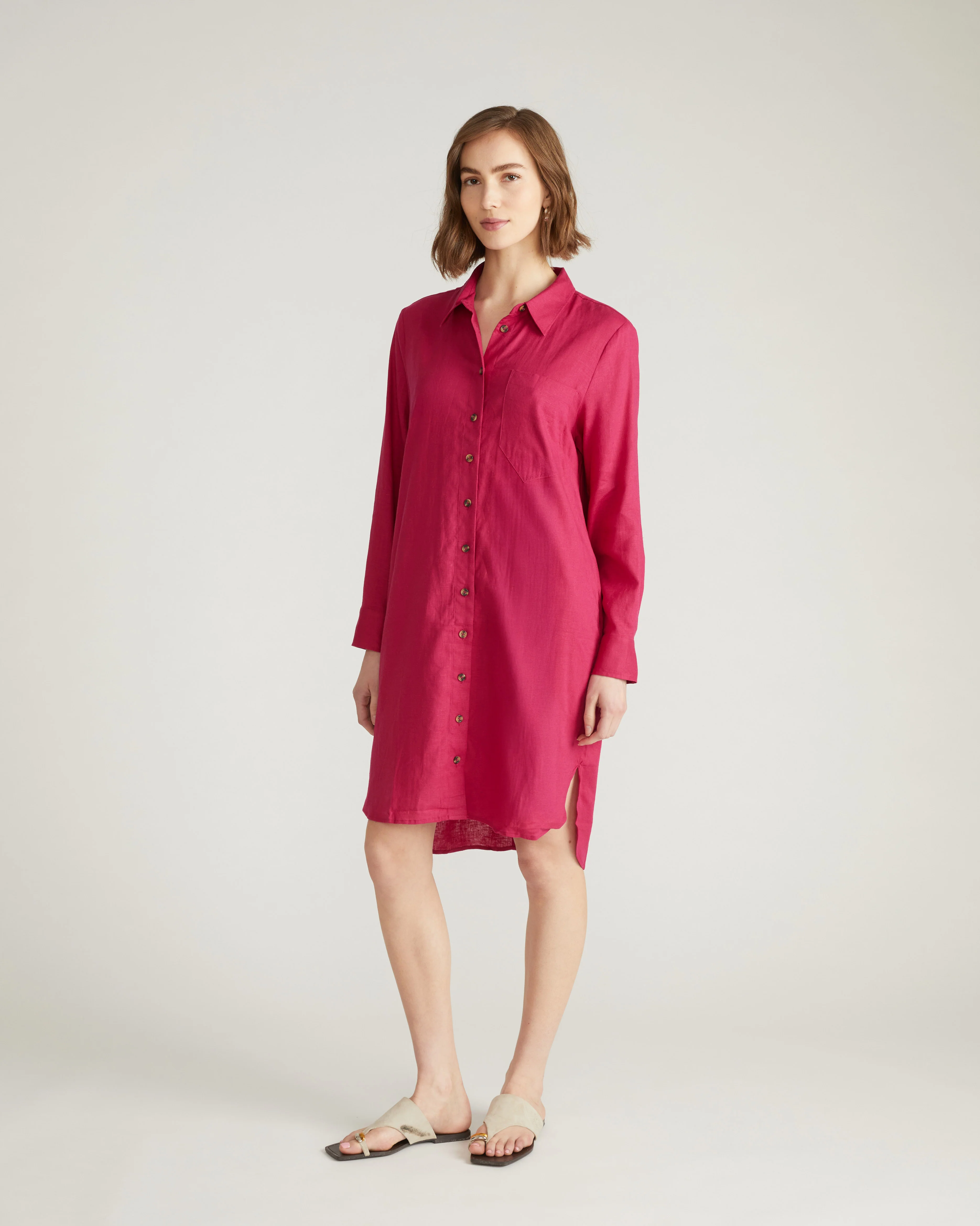 Seaside Linen Shirtdress - Cerise - Image 2
