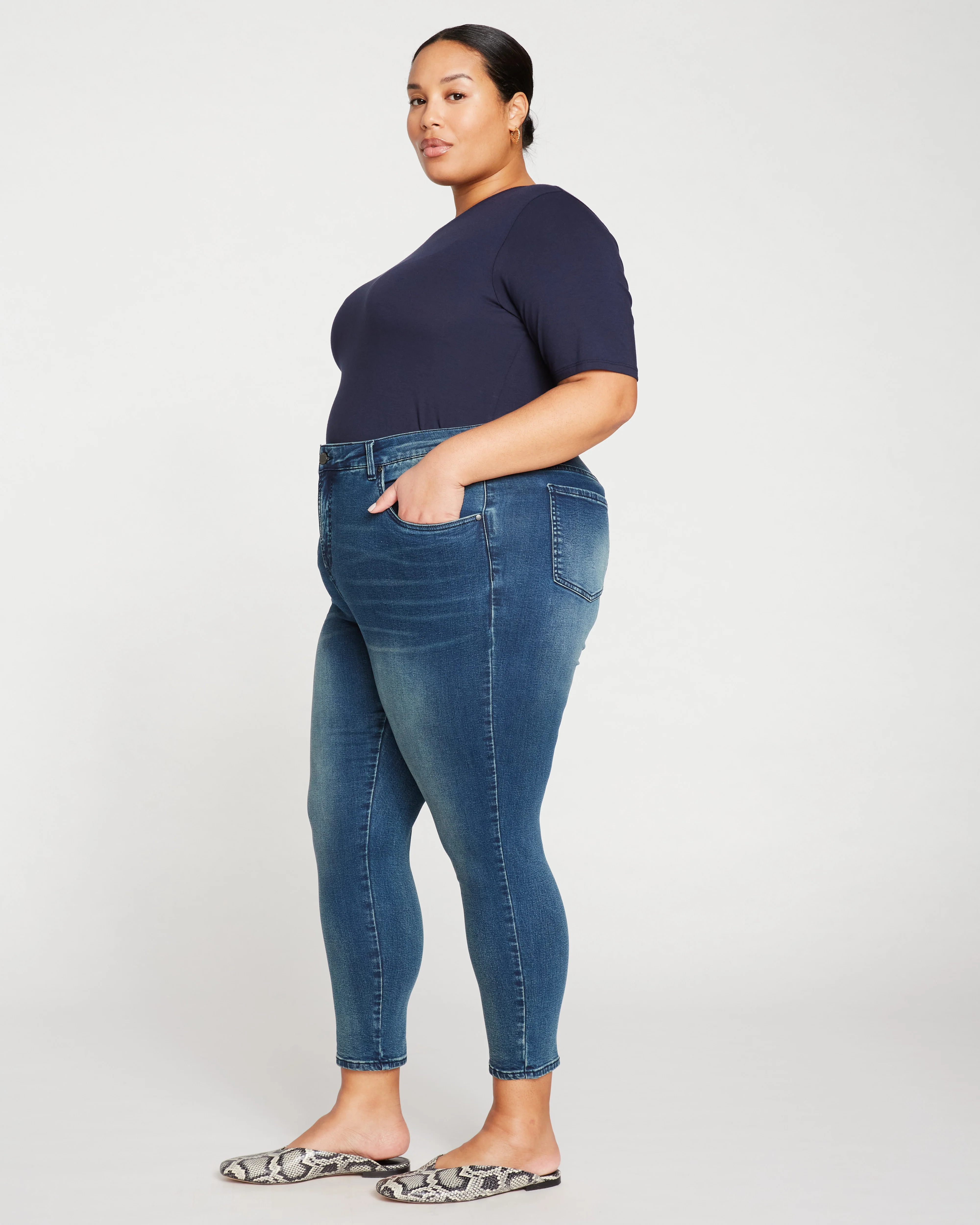 Seine High Rise Skinny Jeans 27 Inch - Distressed Blue - Image 5