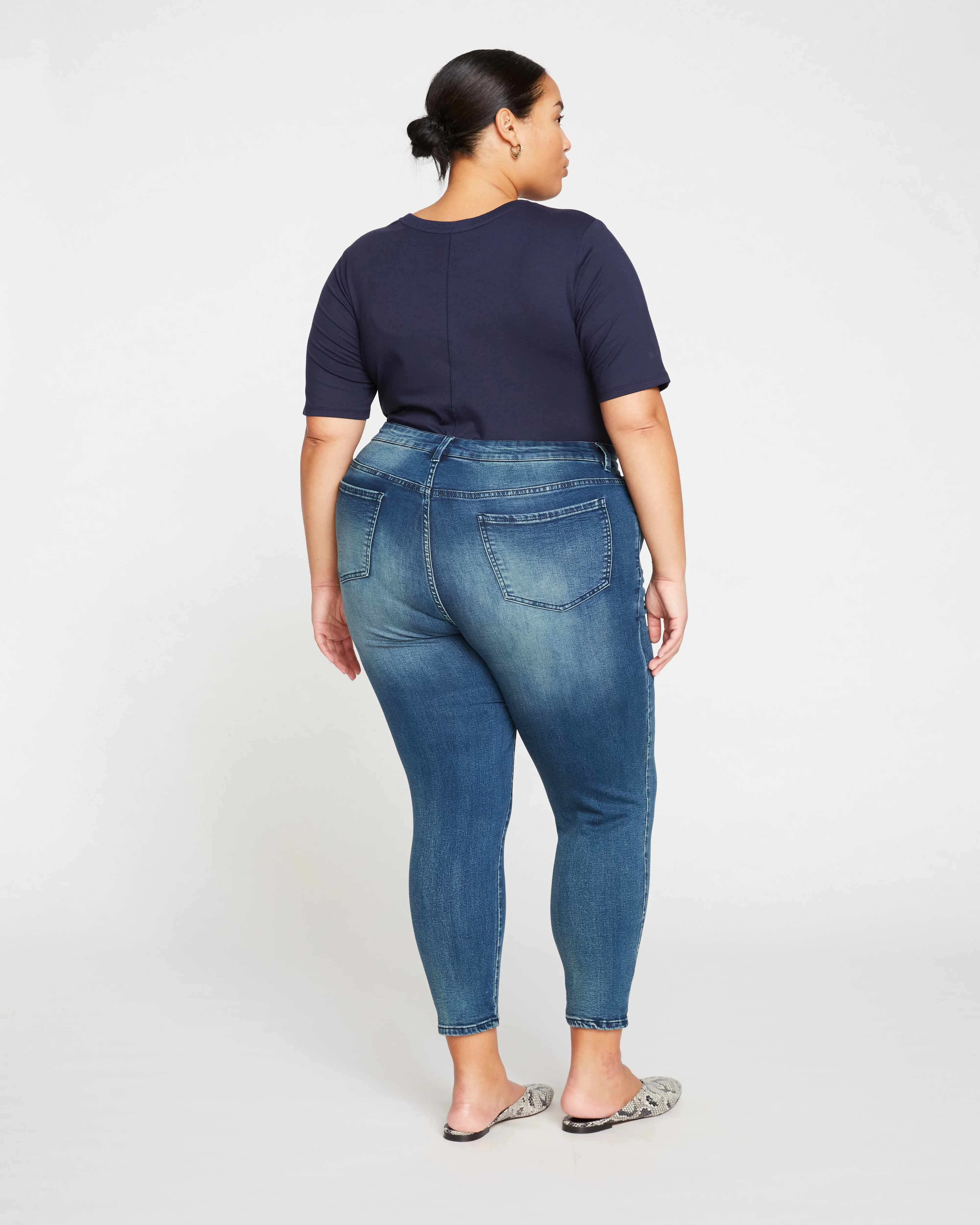 Seine High Rise Skinny Jeans 27 Inch - Distressed Blue - Image 6